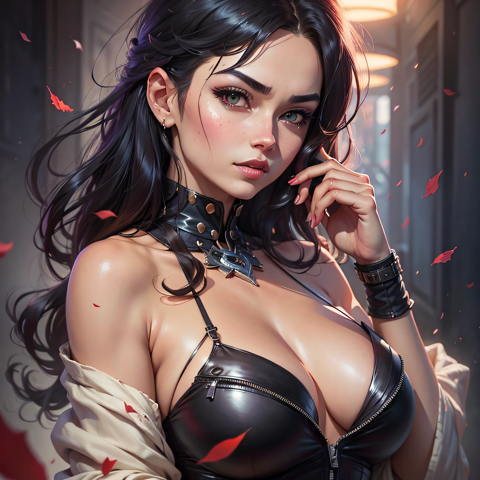 anime artwork by Kael Ngu, Svetlana Tigai, Katarina Sokolova, Ehsan Dabbaghi, Guweiz, Charlie Bowater and Djamila Knopf featuring a woman with a glamorous face and wicked attitude. extremely detailed and deep focused --auto --s2