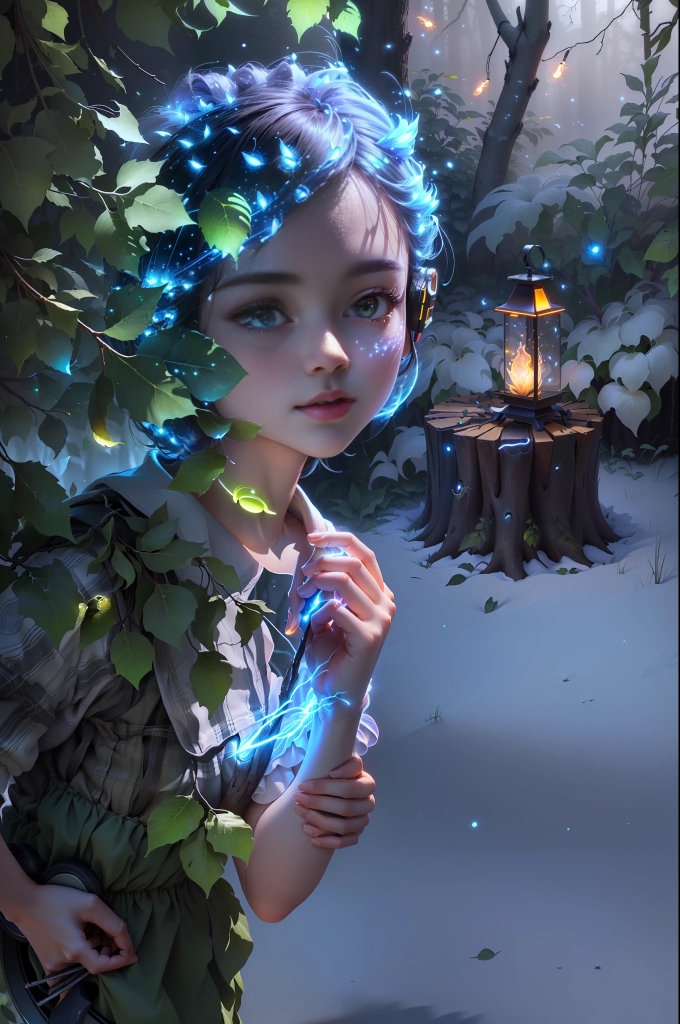 Masterpiece, best quality, (ultra-fine CG unity 8k wallpaper), (best quality), (best shadow), UI interface framework design with natural elements of the forest theme. Surrounded by delicate leaves and branches, there are also fireflies and glowing particle effects, moon, (UI interface box design), white gauze gloves, shoes, (natural elements), (forest theme), (circle), (leaves), (branches), (fireflies), (glow), (particle effects). , isometric 3d, octane rendering, ray tracing, super detailed