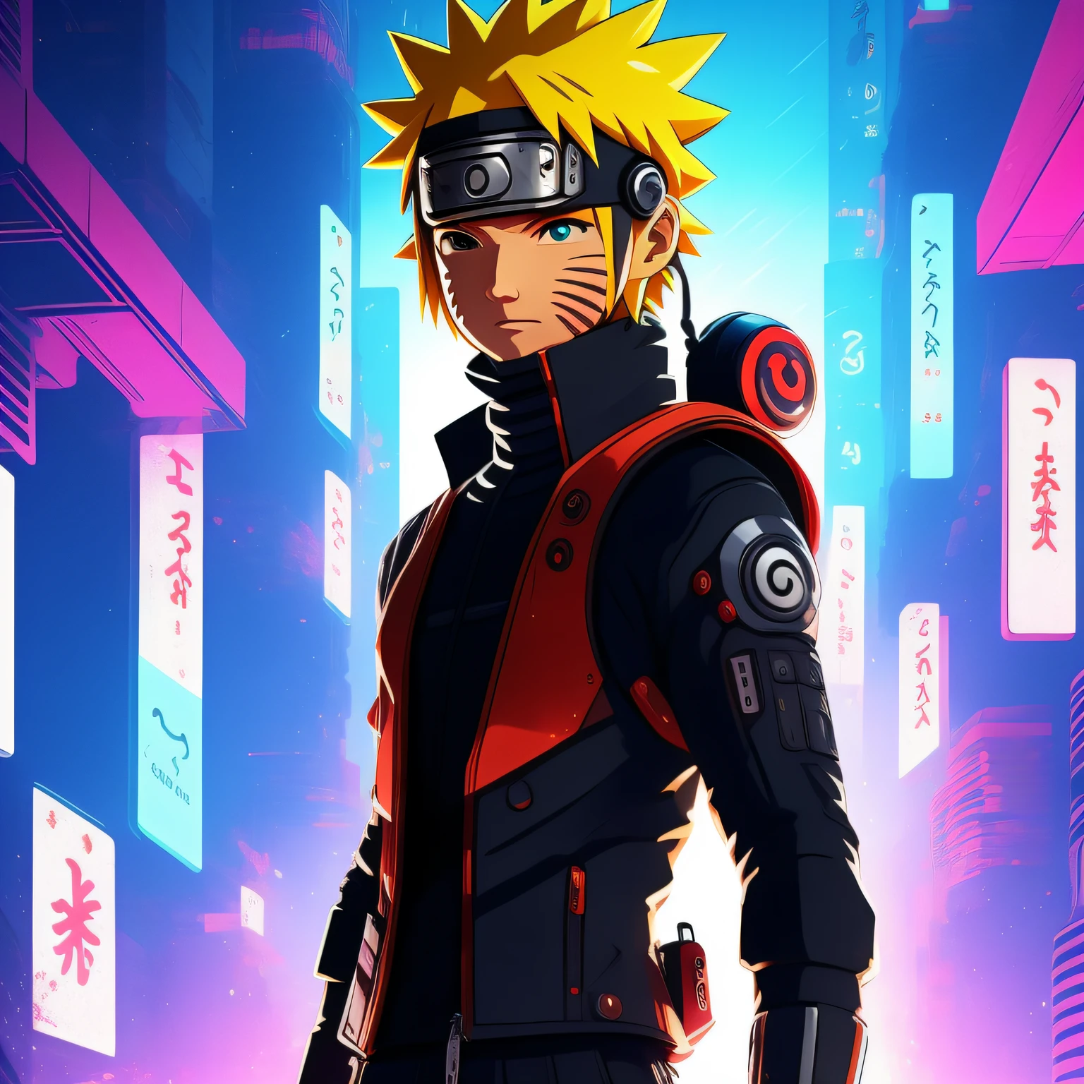 futuristic naruto, cyber punk