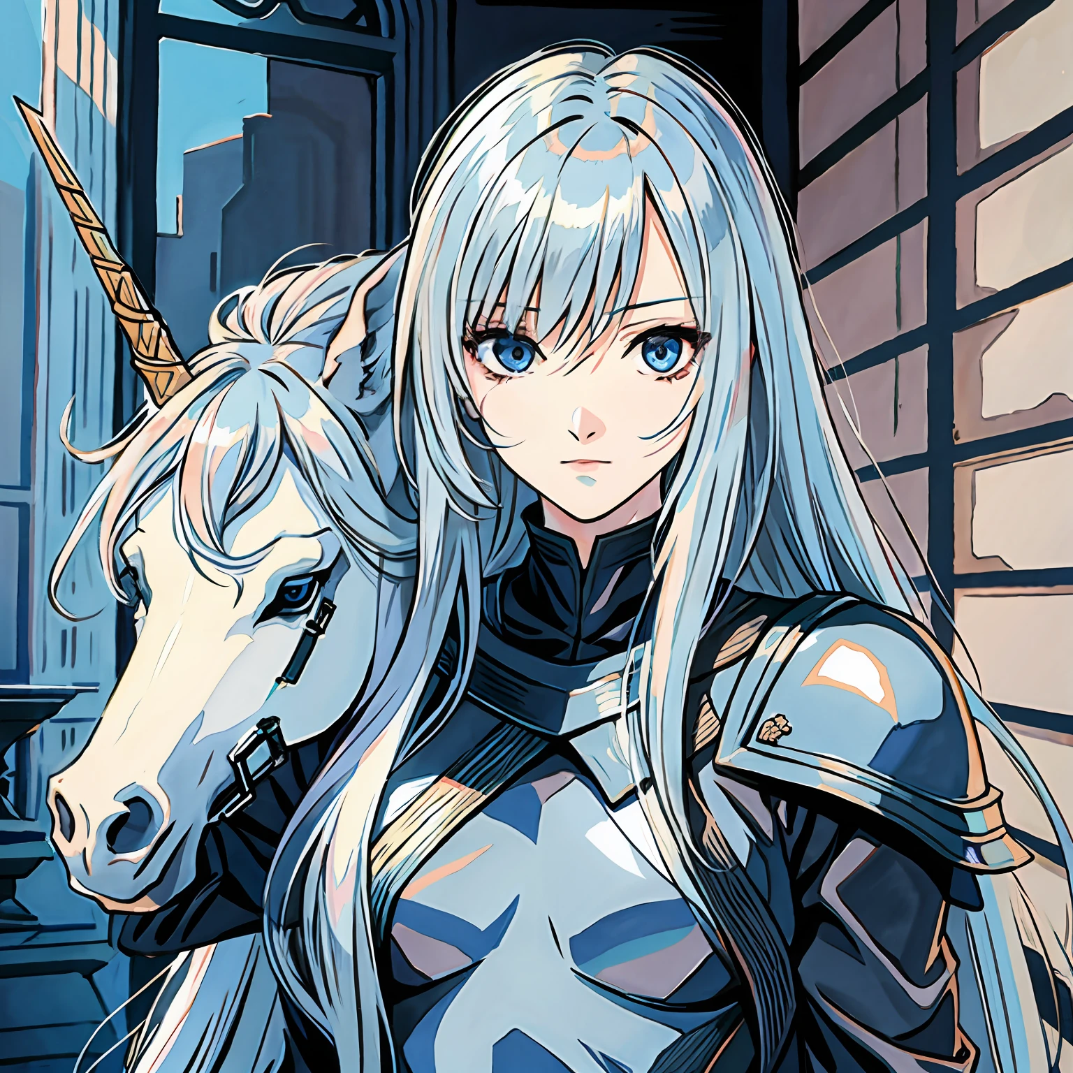 claymore, unicorn, humanoid, female