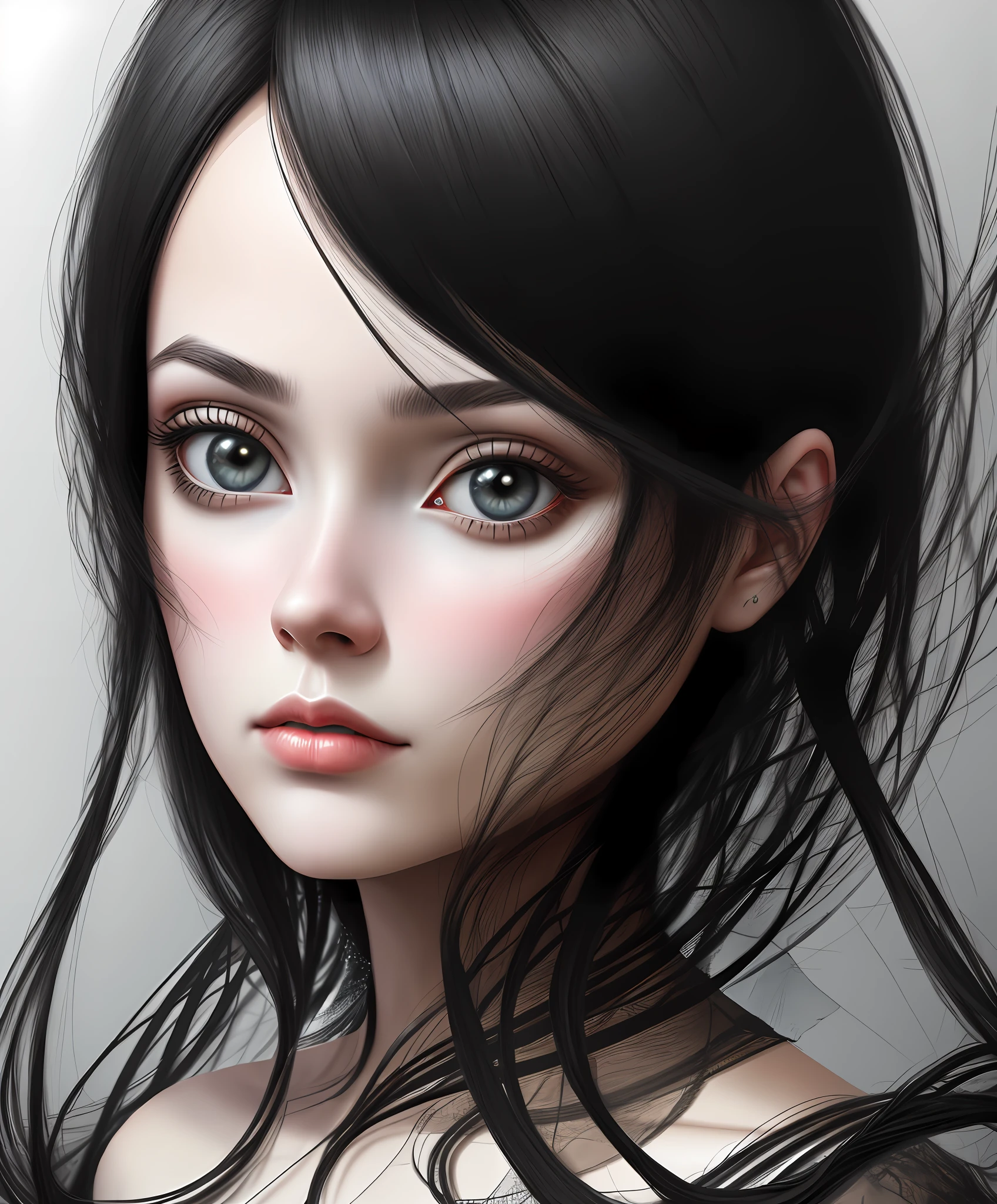 black hair, Surrealism, 8k, super detail