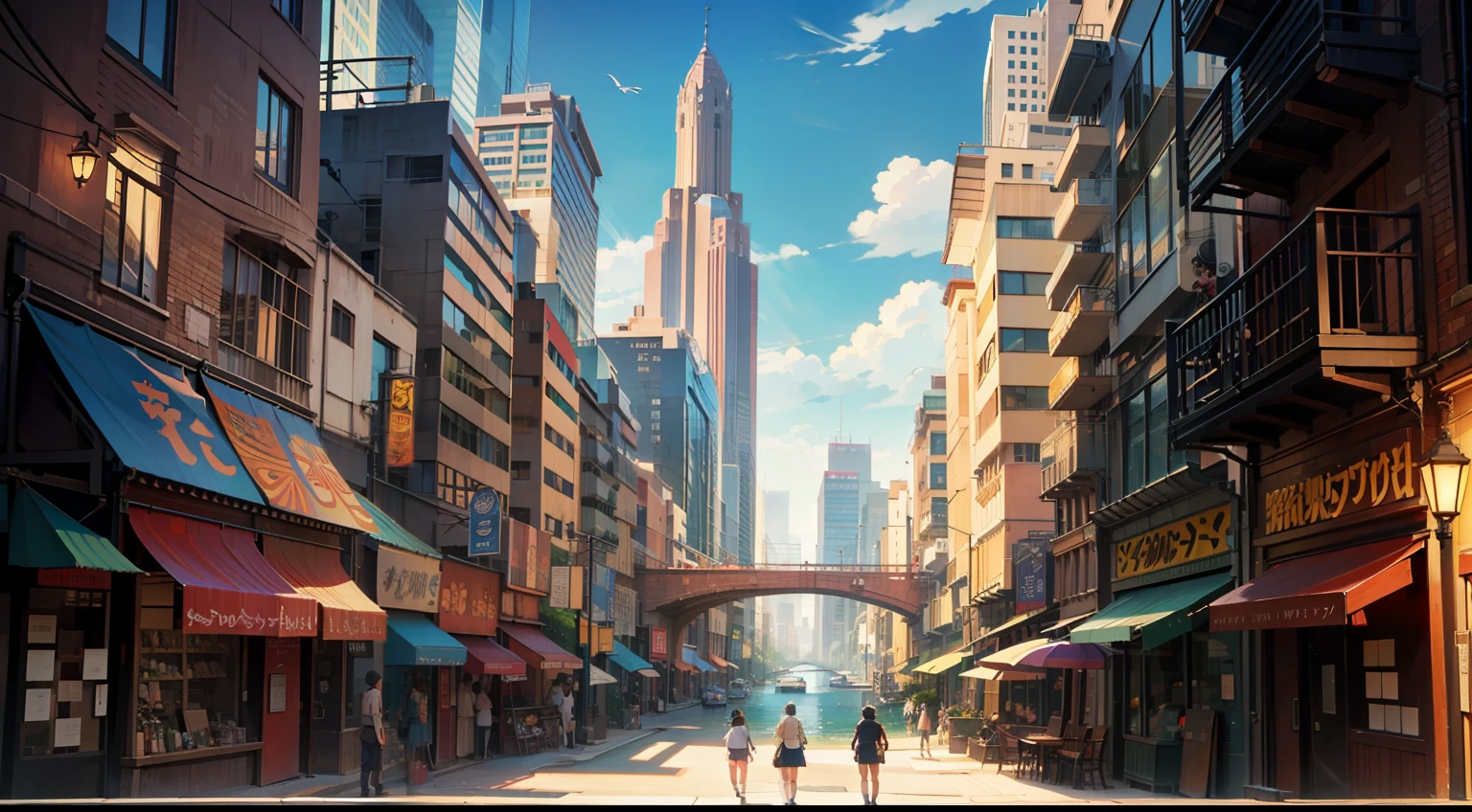 city, masterpieces, HD, high quality, best quality, highres, high quality, high details, masterpiece, anime style, anime