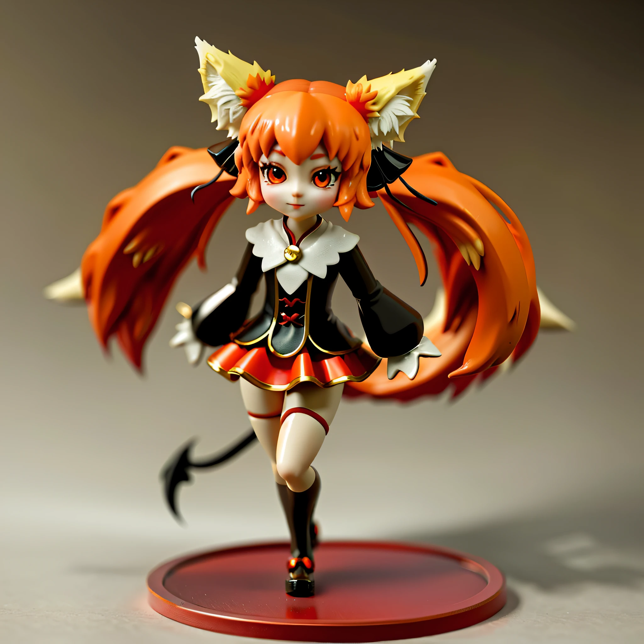 Nine-tailed demon fox, a super cute ***********, figurine style