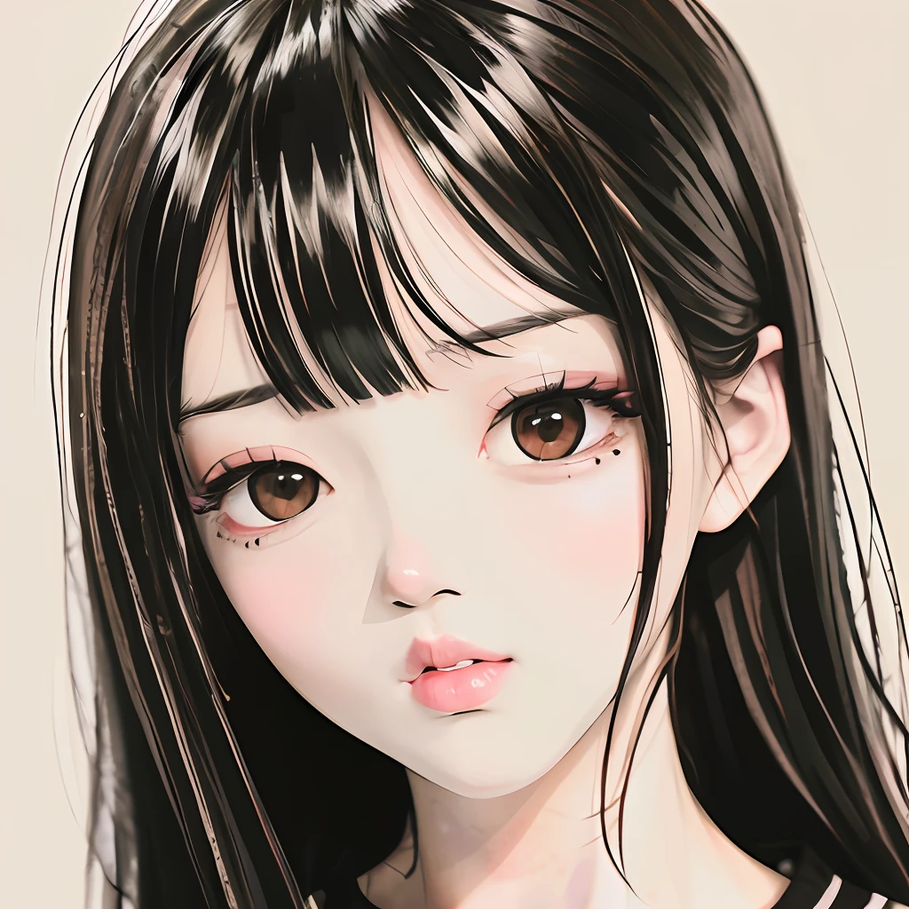 White Garot with black eyes brown hair sleepy