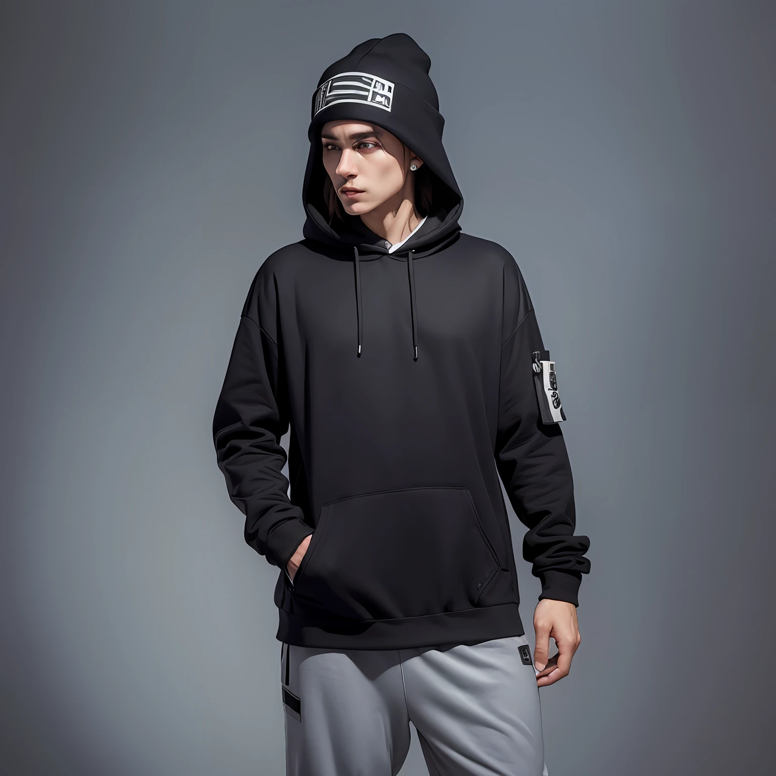 "(ultra-realistic streetwear:1.2),(hooded blouse),(wool cap),(full body:high quality, high resolution),(23 years)" --auto --s2