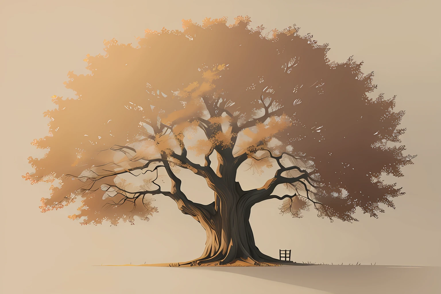 minimalistic drawing of an oak tree