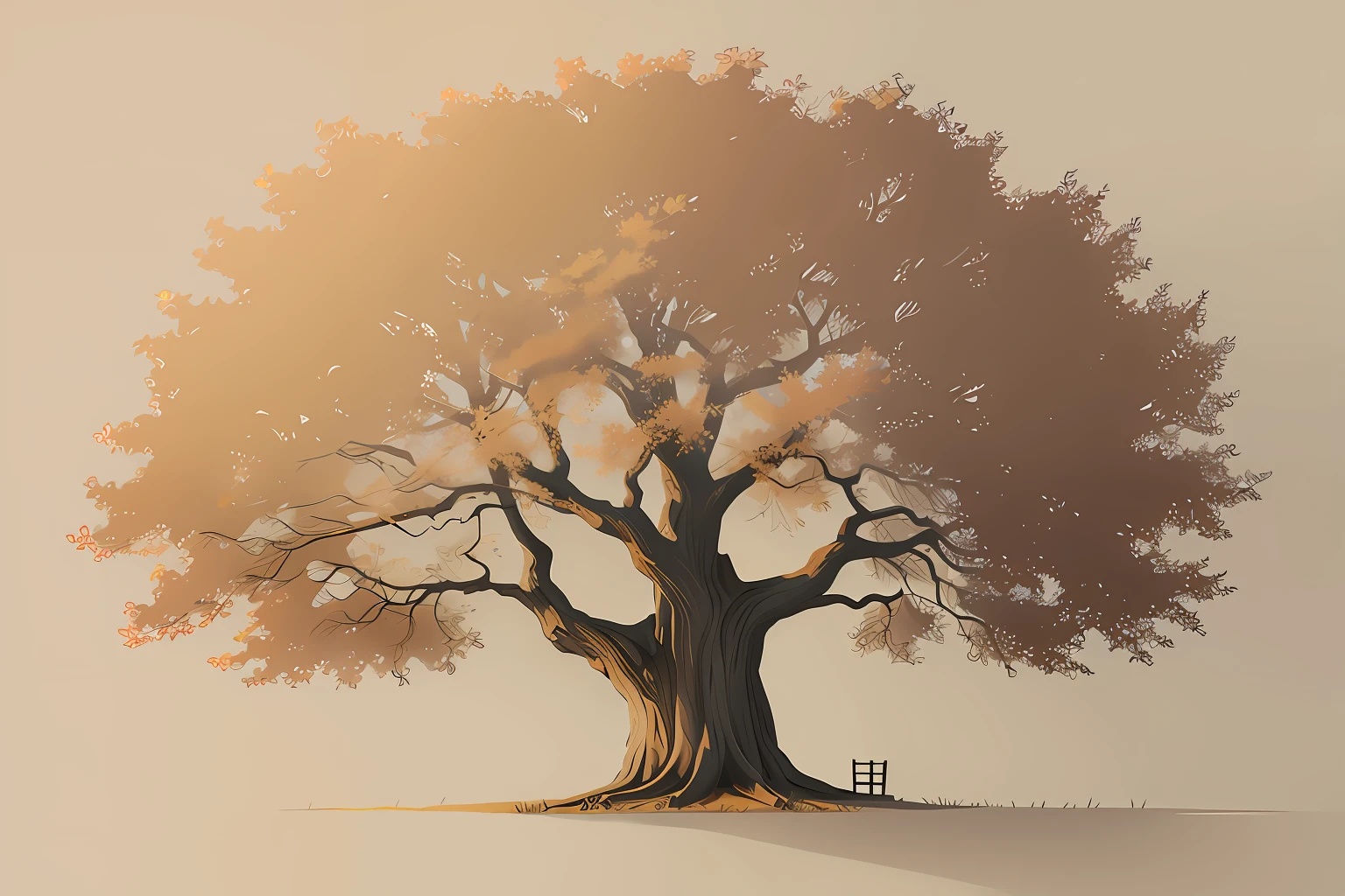 minimalistic drawing of an oak tree