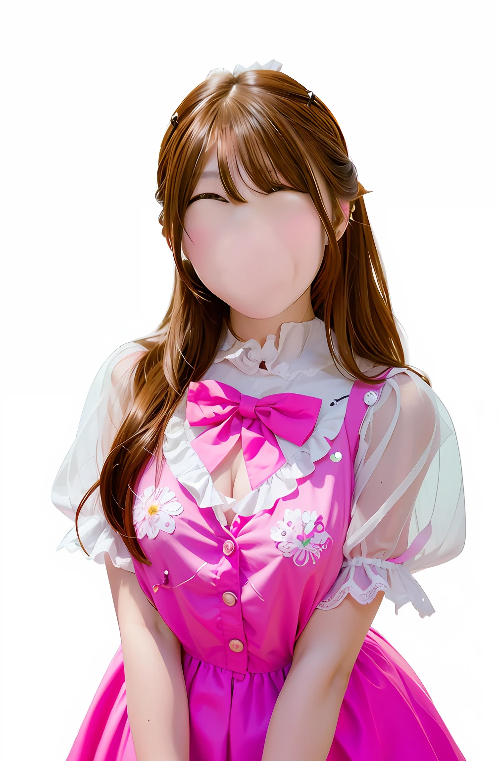 a close up of a woman in a pink dress with a white dress, cosplay of a catboy! maid! dress, japanese maid cafe, sakimichan, gorgeous maid, sakura kinomoto, anime girl in a maid costume, oppai, maid dress, maid, 2263539546], ((pink)), maid outfit