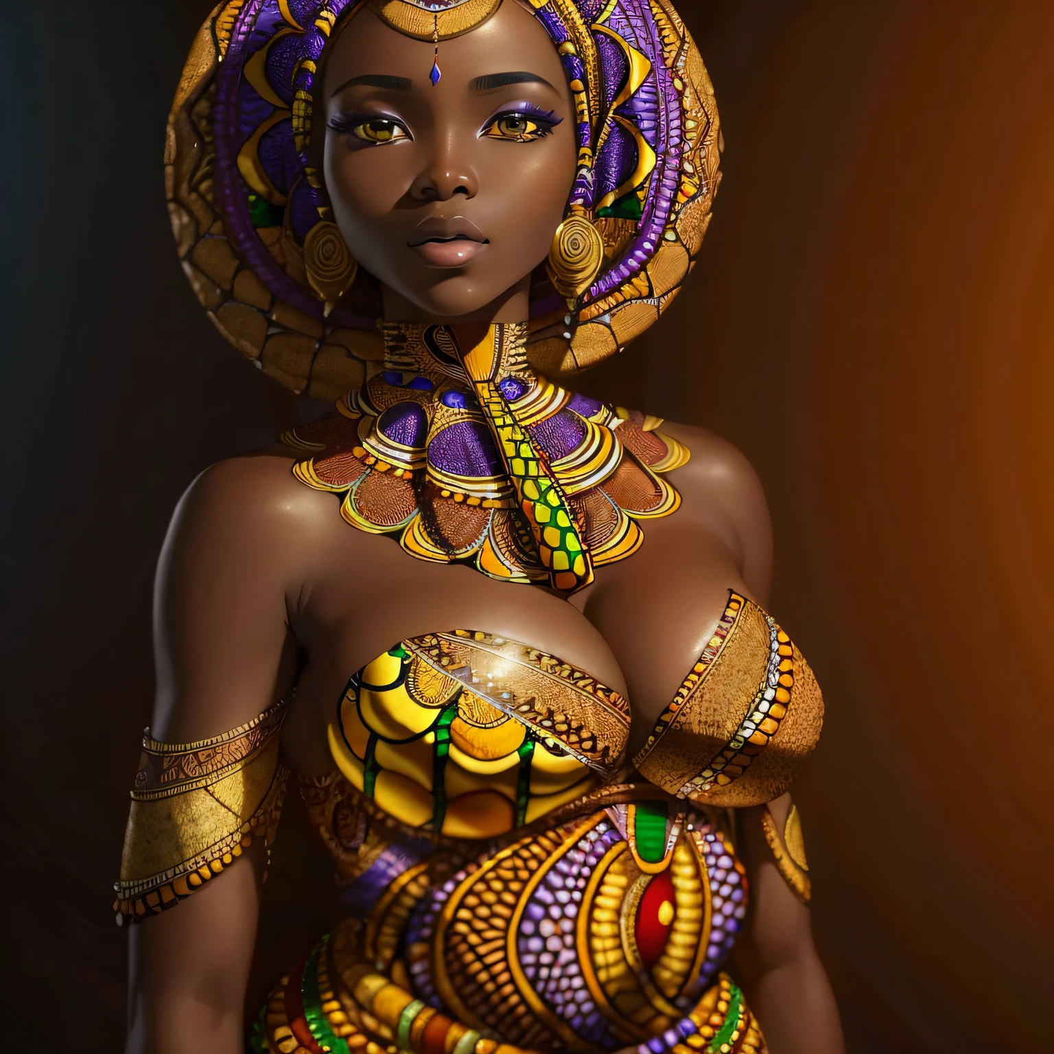 (((African woman))), (masterpiece:1.2), (ultimate quality:1.2), (official art:1.2), (beautiful:1.2), (aesthetic:1.2), (defuse lighting:0.5), (ambient lighting:0.7), (rim lighting,:0.9), (detailed skin texture, realism skin, realistic skin:1.0), (best shadow:0.1), (1girl:1.2), extremely detailed, (fractal art:1.2), highest detailed, (colorful:1.2), (over the hip shot:0.9), (almost nude:-0.4) --auto --s2