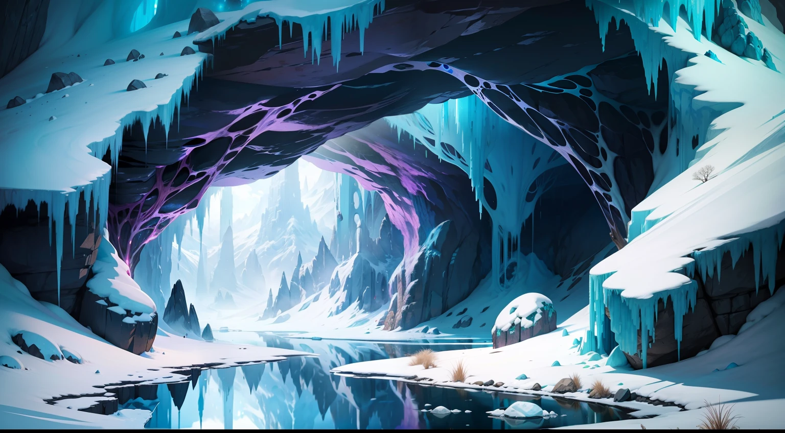 frozen cave, masterpieces, HD, high quality, best quality, highres, high quality, high details, masterpiece, anime style, anime