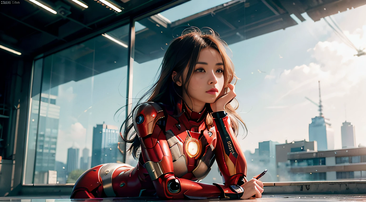 (1girl:1.3), solo,__body-parts__, official art, unity 8k wallpaper, ultra detailed, beautiful and aesthetic, beautiful, masterpiece, best quality, RAW, masterpiece, super fine photo,, best quality, super high Resolution, photorealistic, sunlight, full body portrait, stunningly beautiful,, dynamic pose, delicate face, vibrant eyes, (side view), she is wearing a futuristic Iron Man mech, red and gold, Highly detailed abandoned warehouse background, detailed face, detailed complex busy background, messy, gorgeous, milky, high detailed skin, realistic skin details, visible pores, sharp focus, volumetric fog, 8k uhd, dslr camera, High quality, film grain, fair skin, photorealism, lomography, sprawling metropolis in a futuristic dystopia, view from below, translucent