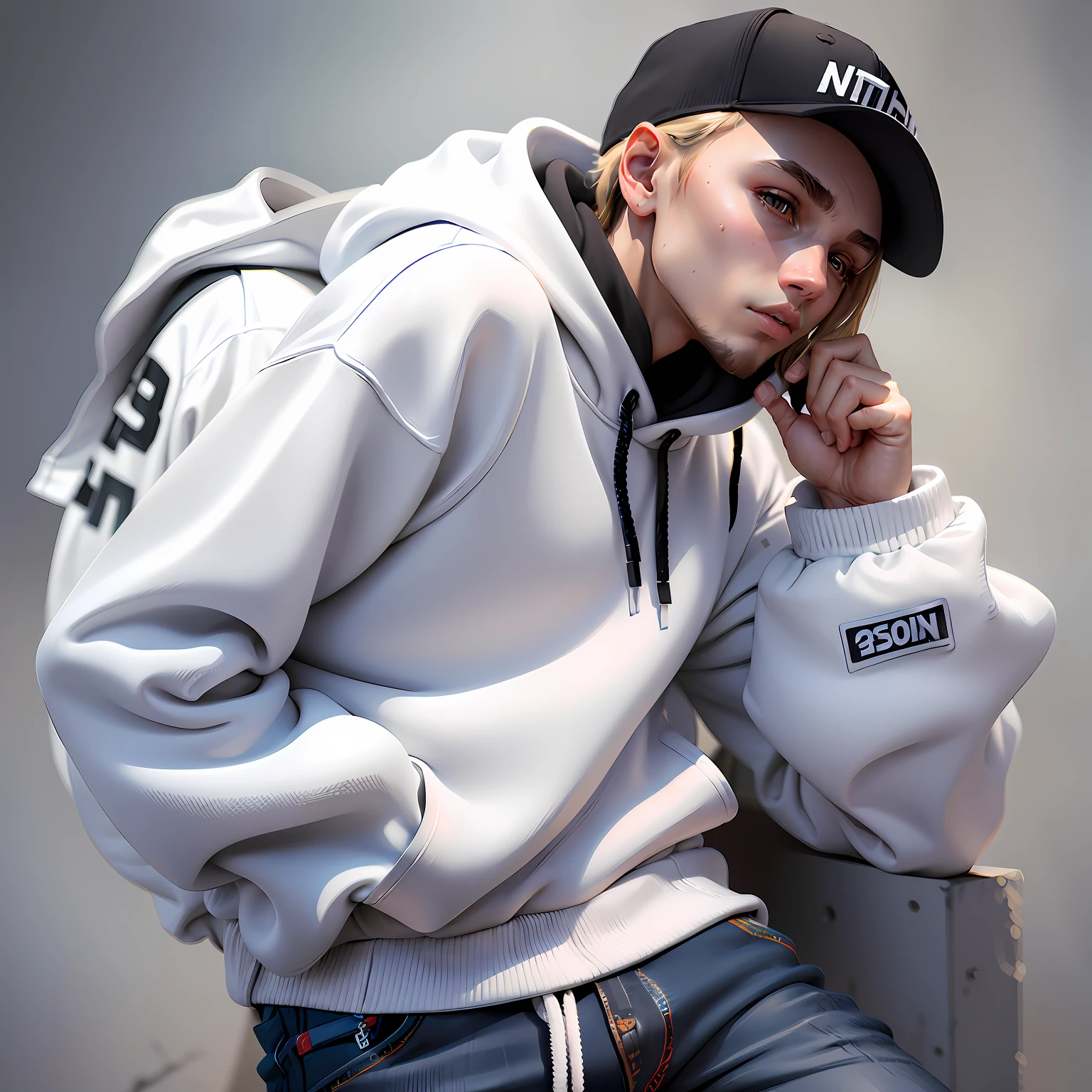 (ultra-realistic streetwear:1.2),(sweatshirt, cap),23 years,white,(high quality, high resolution) --auto --s2