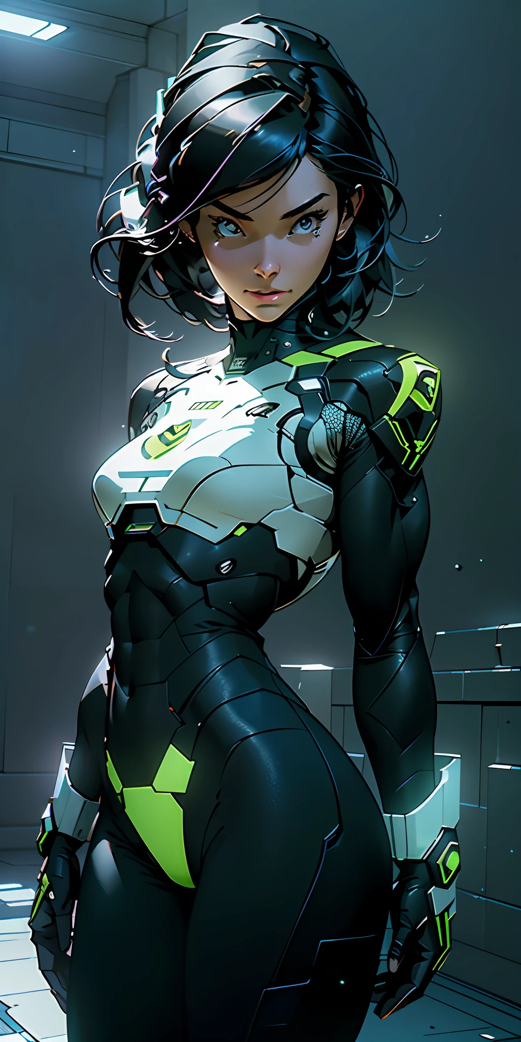 ((Best Quality)), ((Masterpiece)), (Detailed: 1.4), Bodybuilder, Beautiful Face, Serious Face, Perfect Body, Fit Body, Abs, Large Breasts, Muscular, HDR (High Dynamic Range),Ray Tracing, NVIDIA RTX,Super-Resolution,Unreal 5,Subsurface Dispersion, PBR Texture, Post-Processing, Anisotropic Filtering, Depth of Field, Maximum Clarity and Sharpness, Multilayer Textures, Albedo and Specular Maps, Surface Shading, Accurate Simulation of Light-Material Interaction, Perfect Proportions, Octane Render, Two-Tone Lighting, Wide Aperture, Low ISO, White Balance, Rule of Thirds, 8K RAW, Crysisnanosuit