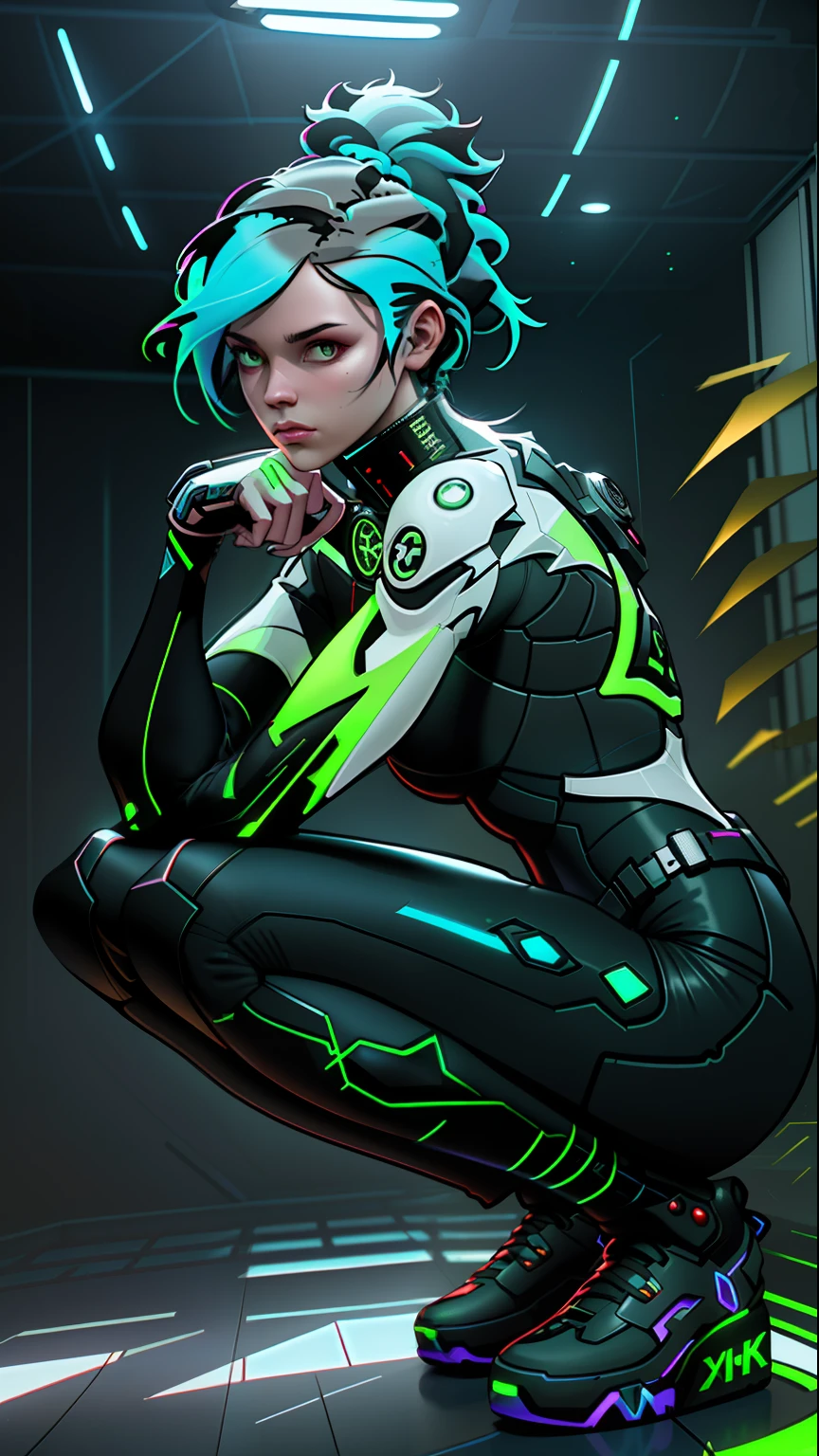 8k woman with neon city shoe outfit future beautiful punk hair, HDR (High Dynamic Range),Ray Tracing, NVIDIA RTX,Super-Resolution,Unreal 5,Subsurface Dispersion, PBR Texture, Post-processing, Anisotropic filtering, Depth of field, Maximum clarity and sharpness, Multilayer textures, Albedo and specular maps, Surface shading, Accurate simulation of light-material interaction, Perfect proportions, Octane Render, Two-tone lighting, Wide aperture, Low ISO, White balance, Rule of thirds, 8K RAW, crysisnanosuit