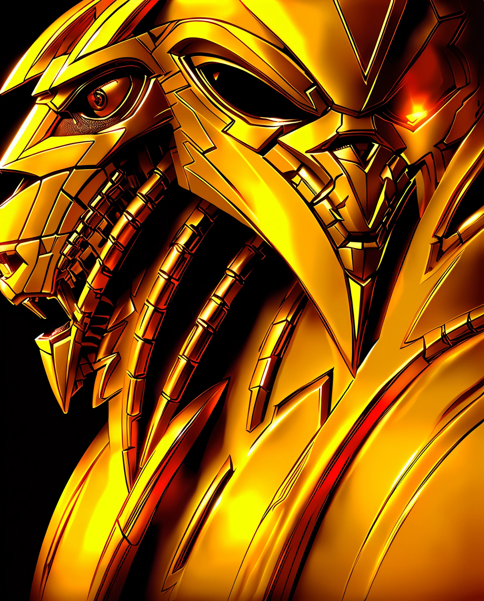 A closeup of a dinosaur.in a golden costume, Golden Power Ranger, Power Ranger, wearing golden battle armor, Hardened Armor, Using golden armor and helmet, Metallic golden armor, Tokusatsu, red skin!, Power Rangers