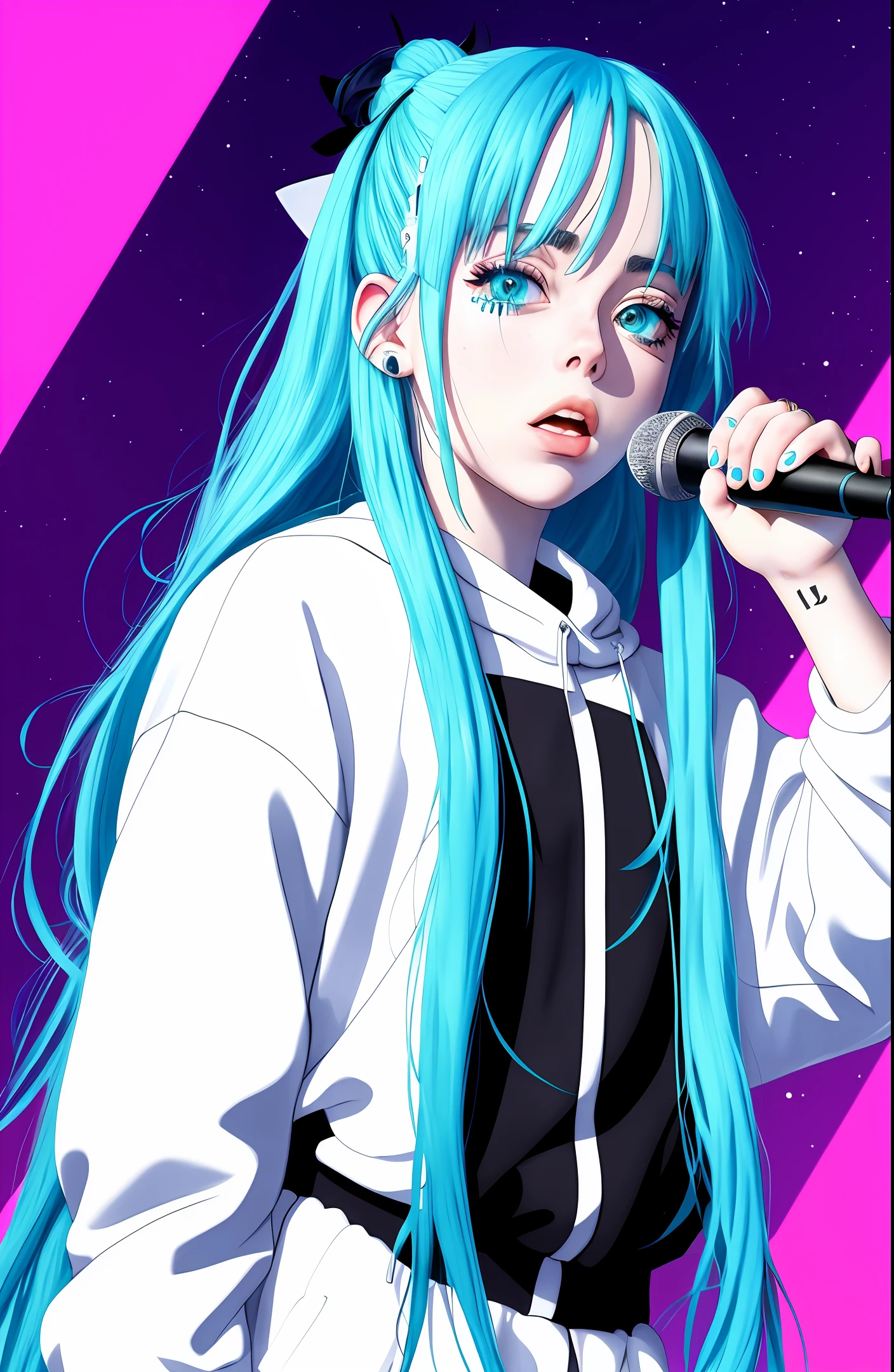 Billie Eilish in anime high detail
