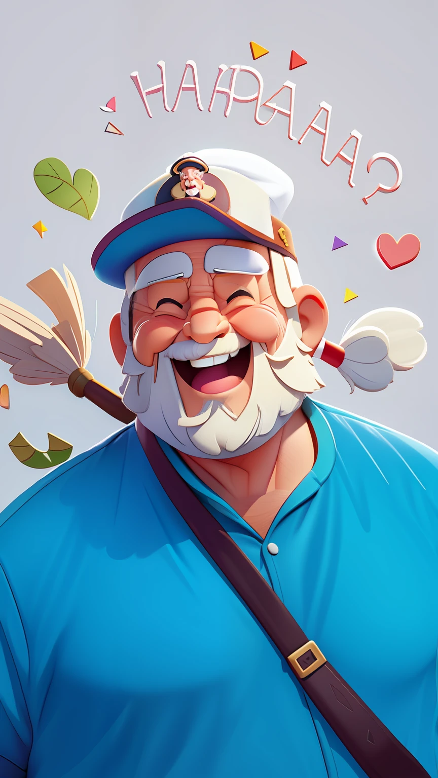 (a happy grandpa :1.2), with cap, no background, cartoon, with white beard, looking at the camera, close-up, cartoons, detailed face, asymmetrical