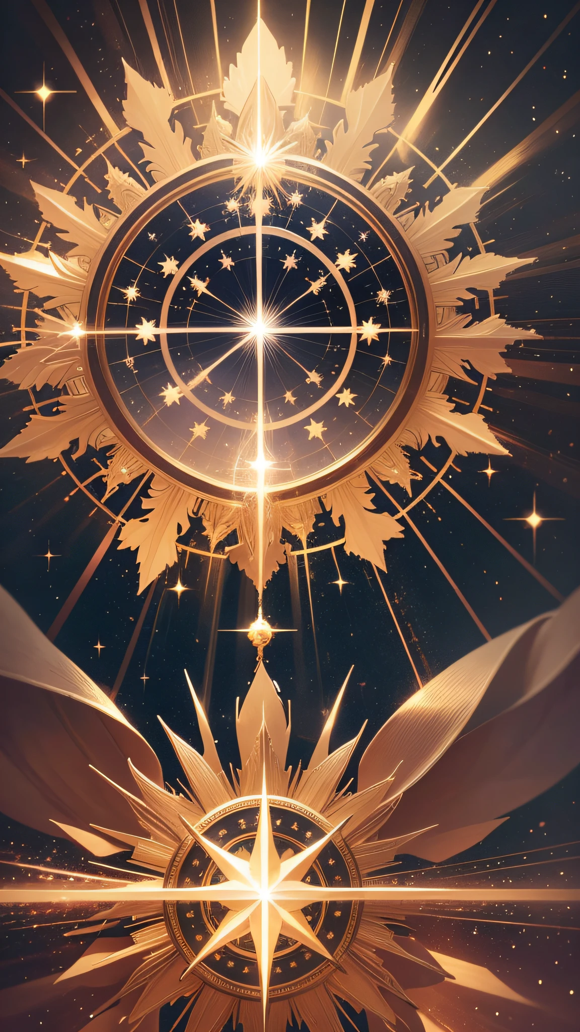 there is a gold sunburst with a star on top of it, holy imagery, bursting with holy light, holy rays of spiritual light, holy light halo, holy sacred light rays, gilded gold halo behind head, holy rays, reliquary, holy halo, glowing halo above his head, holding a holy symbol, sacrament, ornamental halo, wearing a golden halo --auto --s2