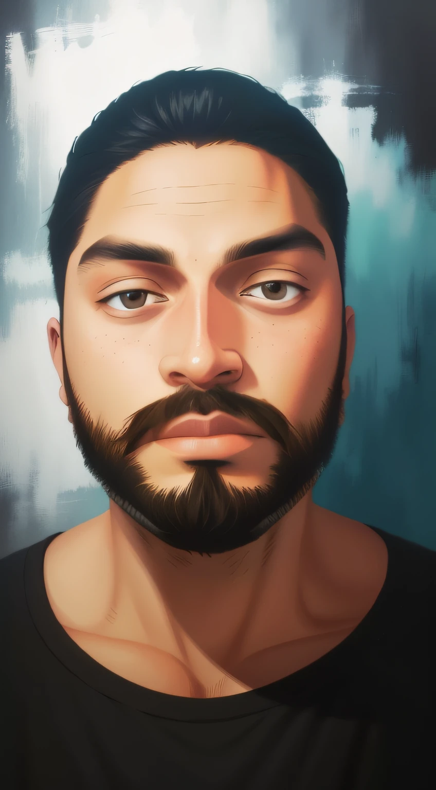 painting of a man with beard and black shirt, high detail, cartoon digital painting, highly detailed digital painting, realistic art style, digital illustration style, stylized portrait, unknown art style, highly detailed portrait, digital painting