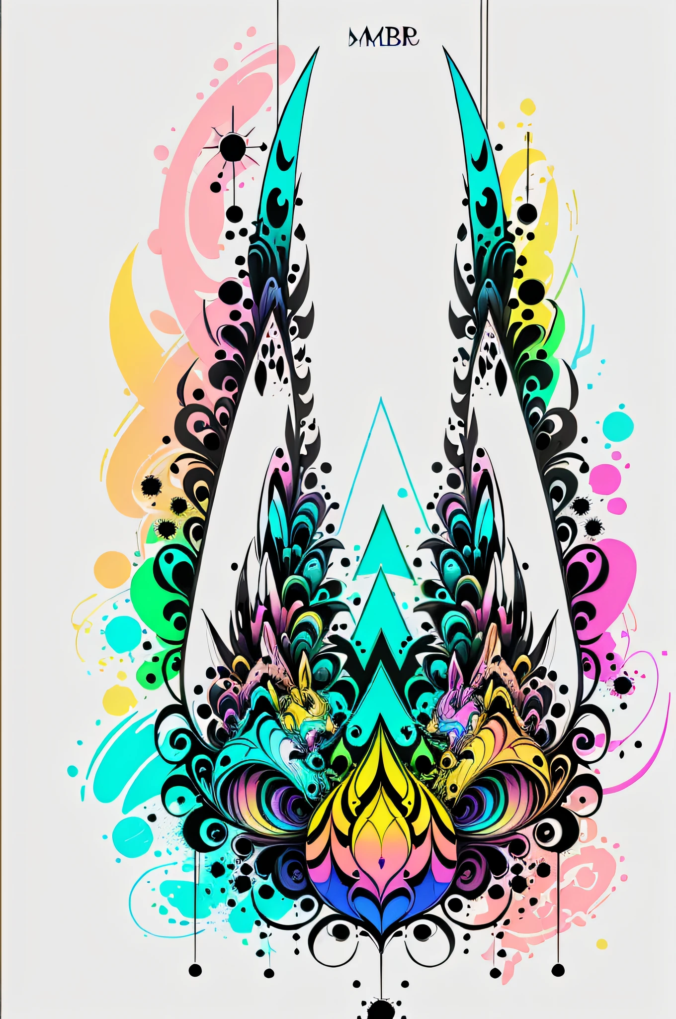 in the style of 0mib, adorable rabbit, prismatic shards, reflecting fractal circles, ink spatter, melting brush strokes, particles vortex, dramatic lighting, high quality, beautiful, masterpiece