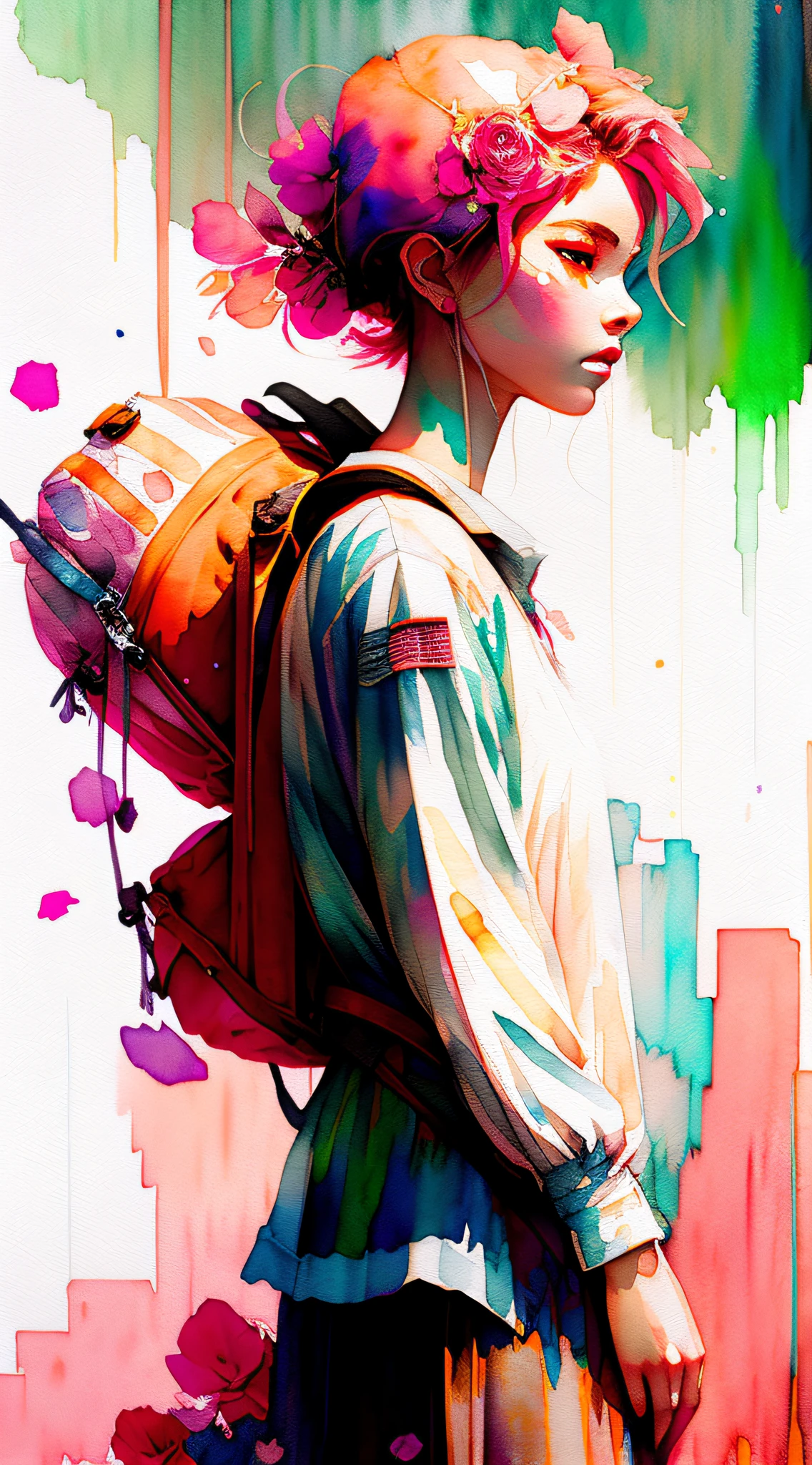 wtrcolor style, (rose) digital art, official art, blown by the wind, masterpiece, beautiful, ((watercolor)), paint splatter, intricate detail. Great detail, [dripping:0.7], Trending on Artstation, Rachel Walker