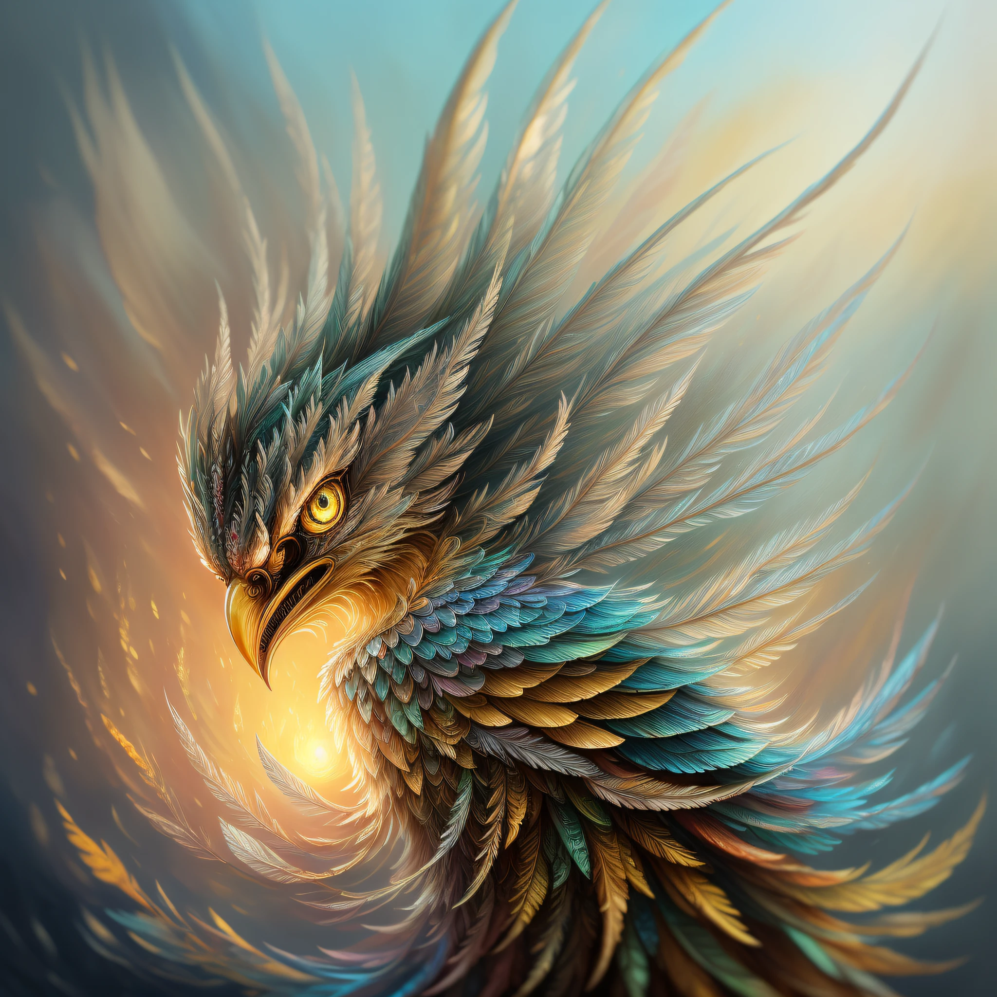 majestic fenix bird Oil painting. 3d, hyperdetailed and intricated fantasy majestic fire fenix bird, hoarfrost plumage, hyperdetailed surreal background with flowers, digital art, concept art, surrealistic, oil painting, watercolor, octane render, hyperdetailed, magic, fantasy, fairy. Josephine Wall, Adrian Chesterman, artstation, 4k, symmetrical, soft lighting, trending on artstation, intricate details, highly detailed, pencil drawing, sketching, unreal engine, oil painting, heavy strokes, paint dripping, oil painting, heavy strokes, paint dripping, oil painting, heavy strokes, paint dripping, oil painting, heavy strokes, paint dripping, extra depth, kids story book style, muted colors, watercolor style