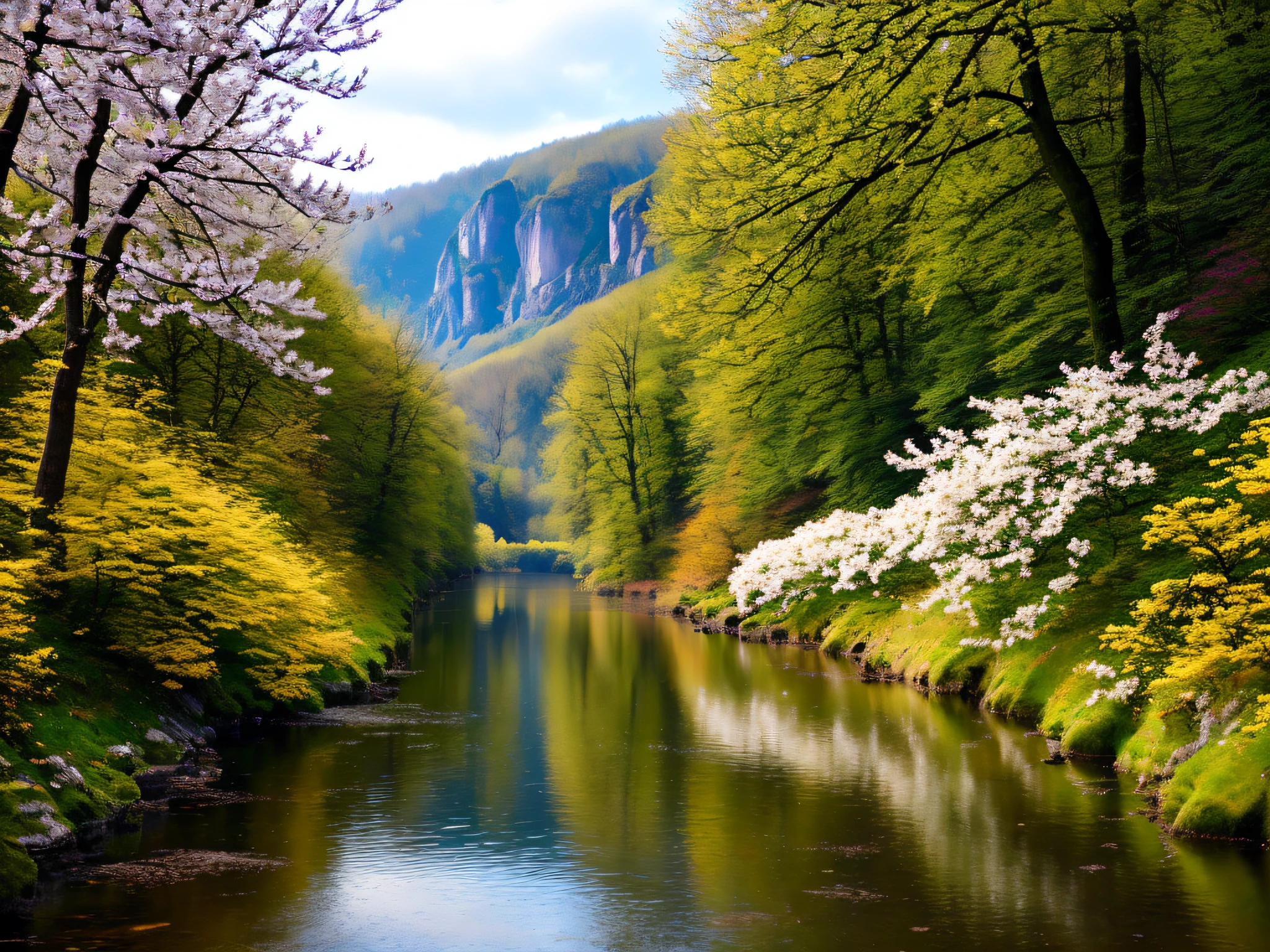 an extremely detailed photo of Czech nature scenery, surreal, spring time, detailed, intricate, elegant, lithe, highly detailed, digital painting, artstation, concept art, smooth, sharp focus, illustration