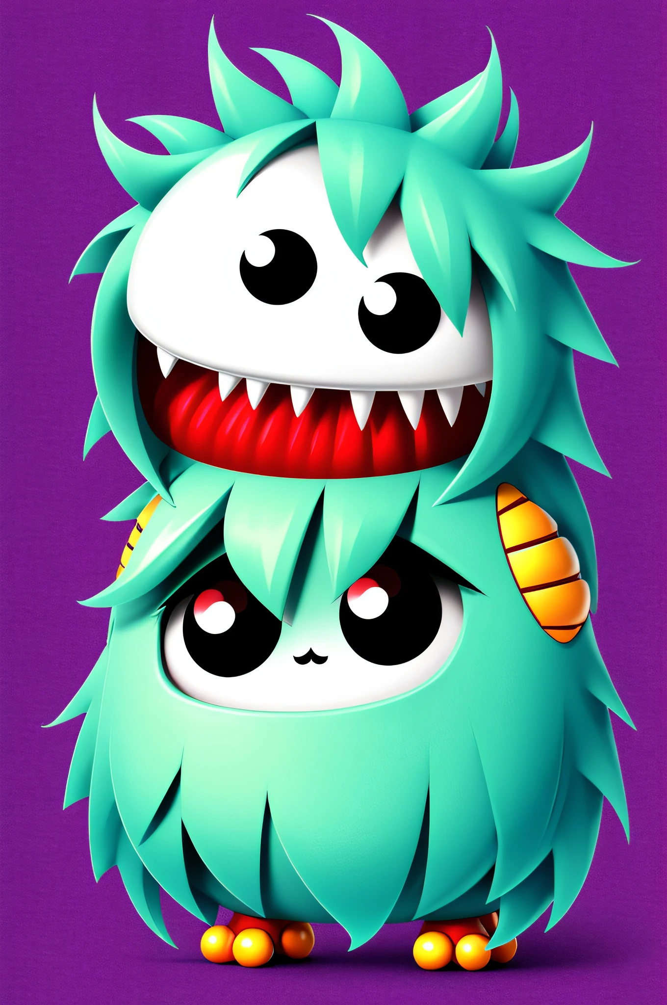 FANTZ MONSTER DESIGN,  a cute creature with hair made out of style-nebmagic, chibi style, super adorable,