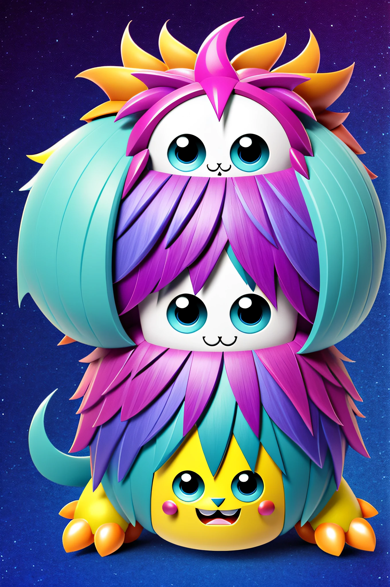 FANTZ MONSTER DESIGN, a cute creature with hair made out of style-nebmagic, chibi style, super adorable,