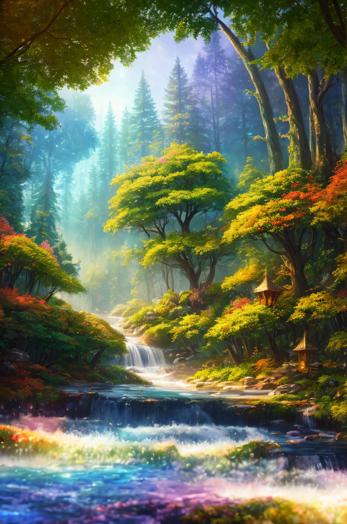masterpiece, best quality, high quality,extremely detailed CG unity 8k wallpaper, An enchanting and dreamy scene of a fantasy forest, with towering trees, glowing mushrooms, and hidden fairy glens, creating a sense of mystique and enchantment, artstation, digital illustration, intricate, trending, pastel colors, oil paiting, award winning photography, Bokeh, Depth of Field, HDR, bloom, Chromatic Aberration ,Photorealistic,extremely detailed, trending on artstation, trending on CGsociety, Intricate, High Detail, dramatic, art by midjourney