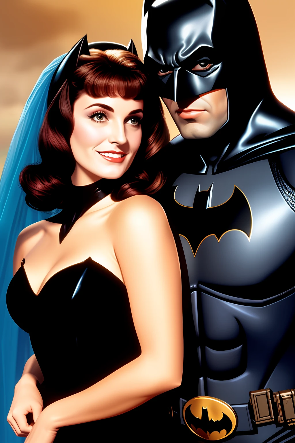 recreate Batman's first girlfriend: ((Julie Madison)) with Batman asking her to marry him, 64k,