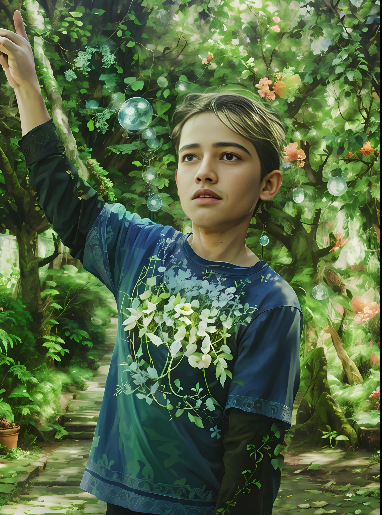fairy boy, casting a spell, nature background, 4k