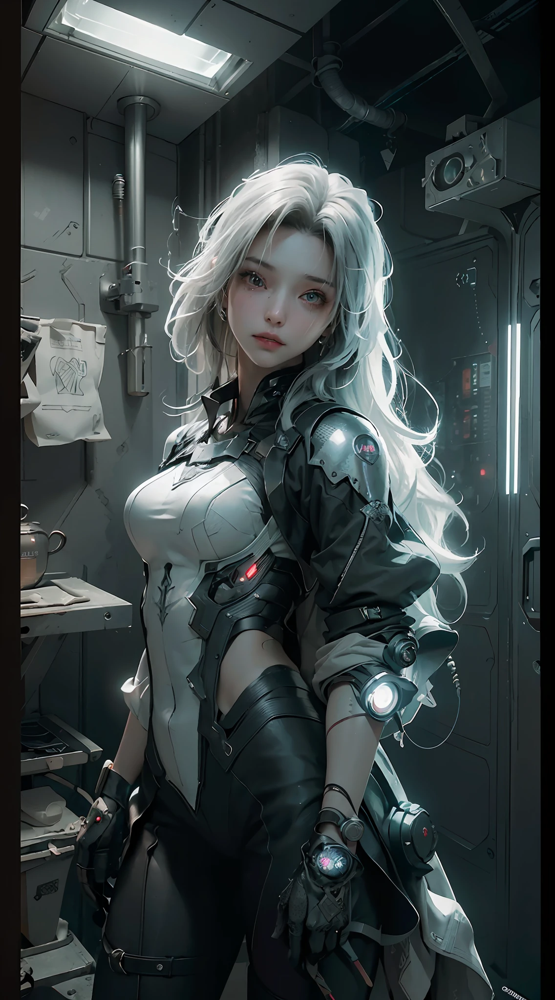 ((Best quality)), ((masterpiece)), (detailed:1.4), 3D, an image of a beautiful cyberpunk female,HDR (High Dynamic Range),Ray Tracing,NVIDIA RTX,Super-Resolution,Unreal 5,Subsurface scattering,PBR Texturing,Post-processing,Anisotropic Filtering,Depth-of-field,Maximum clarity and sharpness,Multi-layered textures,Albedo and Specular maps,Surface shading,Accurate simulation of light-material interaction,Perfect proportions,Octane Render,Two-tone lighting,Wide aperture,Low ISO,White balance,Rule of thirds,8K RAW,