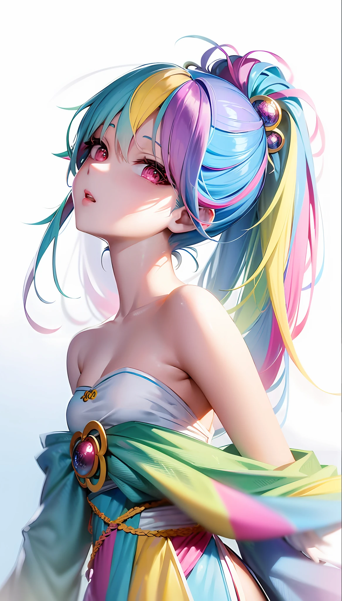 anime girl with colorful hair and a colorful dress, rossdraws pastel vibrant, rossdraws cartoon vibrant, anime style 4 k, beautiful anime portrait, artgerm colorful!!!, ! dream artgerm, beautiful anime girl, anime styled digital art, anime art wallpaper 4k, anime art wallpaper 4 k, digital anime art, extremely detailed artgerm