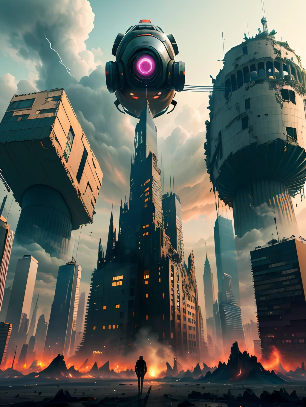 Oh, I get it. Then the prompt would look like this:

"Create an impactful image that represents the city destroyed in 2067, showing the devastating effects of virtual reality on the human mind. The image should portray technological evolution into a dark and frightening future, where the population is controlled by the power of virtual reality and its addictive games, and where the city that was once a symbol of progress and modernity is now a shattered and gloomy landscape. Be creative and exciting in your visual representation of chapter 6 of the book."