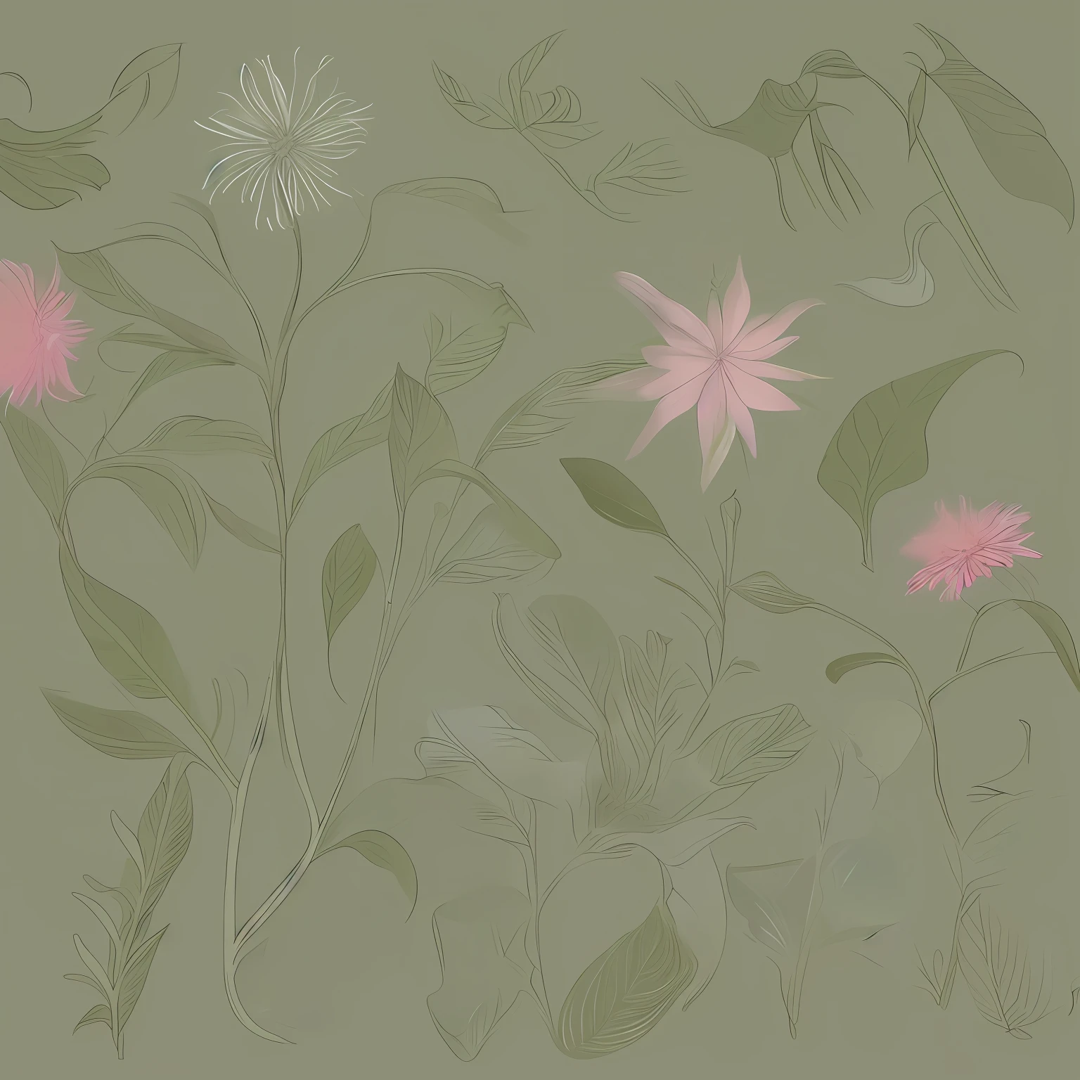 Small flower design, botanical style, label style, flat style, vector style, drawing style, naïve style, in very soft pastel colors such as pink, pastel purple, pastel green, pastel blue, light blue, beige, light pastel yellow.