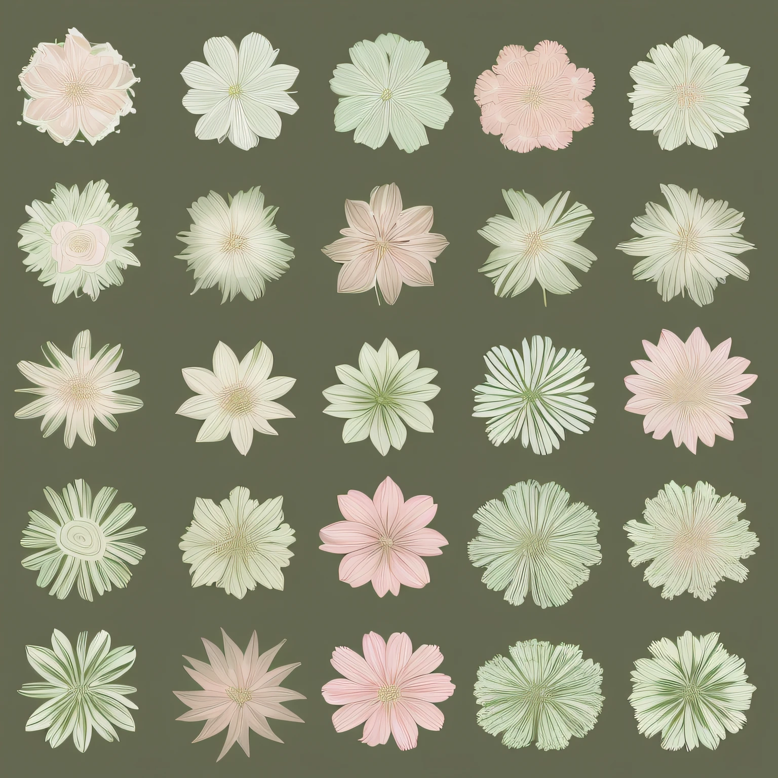 Small flower design, botanical style, label style, flat style, vector style, drawing style, naïve style, in very soft pastel colors such as pink, pastel purple, pastel green, pastel blue, light blue, beige, light pastel yellow.