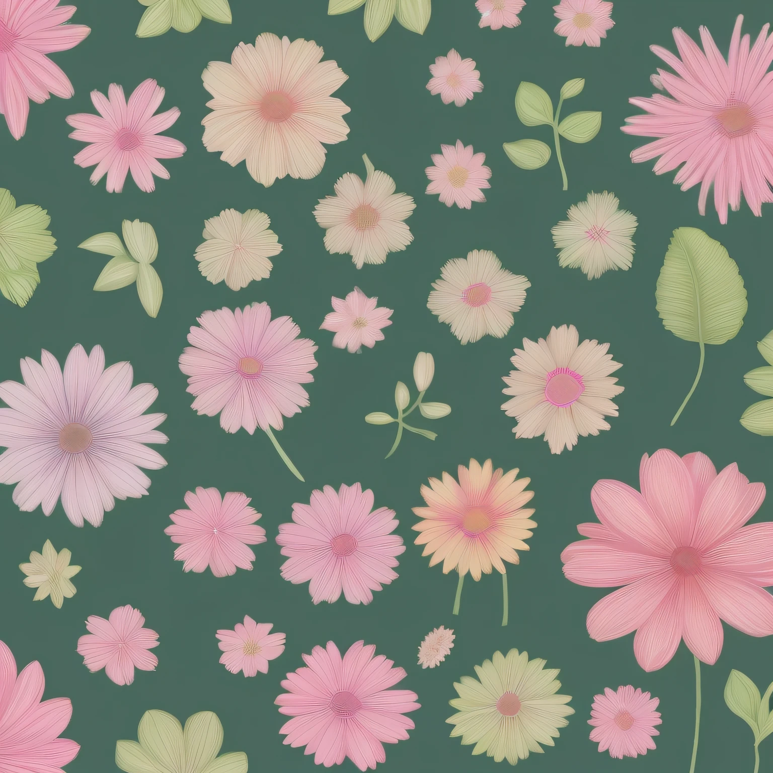 Small flower design, botanical style, label style, flat style, vector style, drawing style, naïve style, in very soft pastel colors such as pink, pastel purple, pastel green, pastel blue, light blue, beige, light pastel yellow.