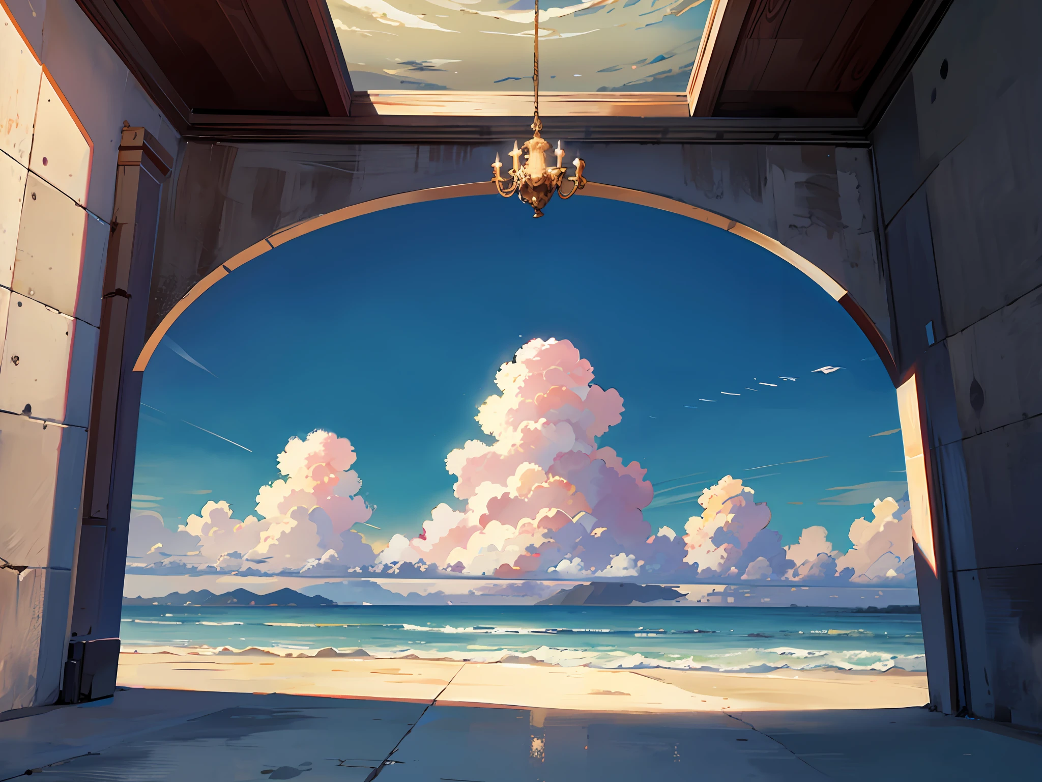 Sea view, beautiful clouds, sunny day, award wining masterpiece, best quality, HDR, perfect perspective, perfect geometry, artistic lens,