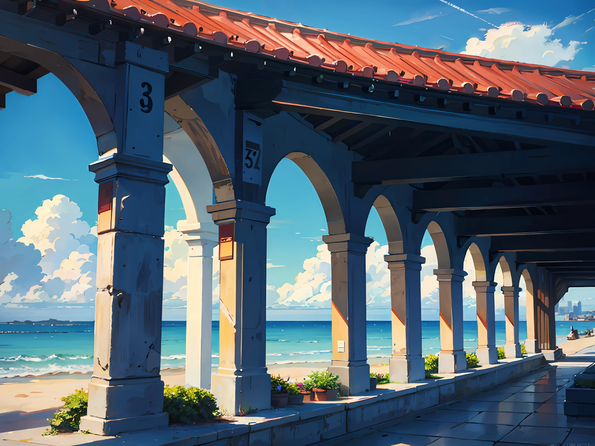 professional ultra quality photo Sea view, beautiful clouds, sunny day, award wining masterpiece, best quality, HDR, perfect perspective, perfect geometry, artistic lens,