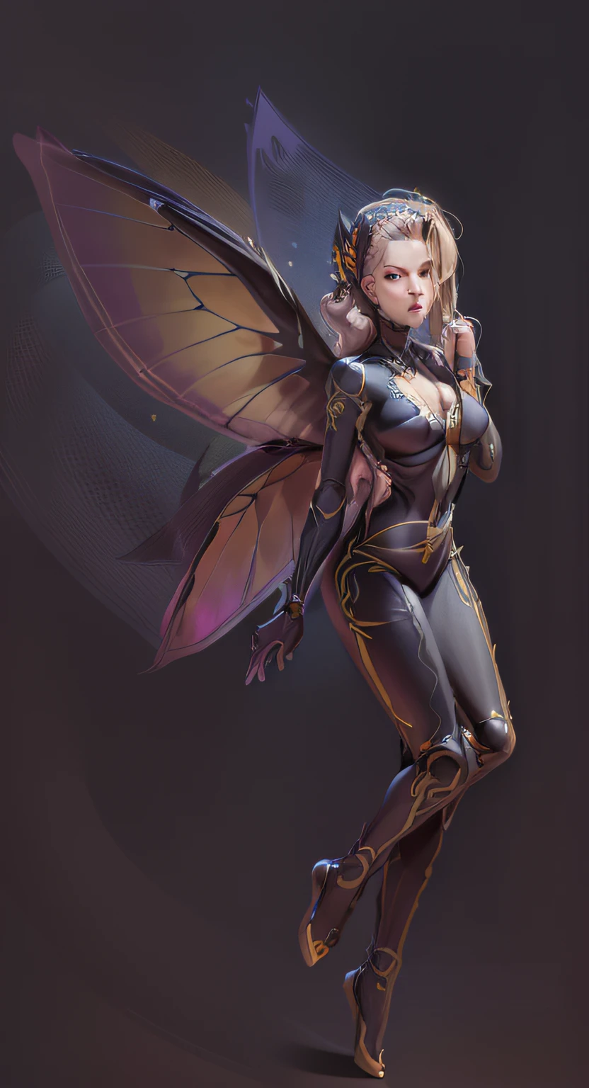 a drawing of a woman with a butterfly wings on her head, epic angle and pose, full body character drawing, cell shaded adult animation, fully body pose, full entire body fun pose, full body action pose, anime pose, intimidating pose, character posing for concept art, casual pose, thinking pose, full body drawing, hands behind her body pose!, character posing