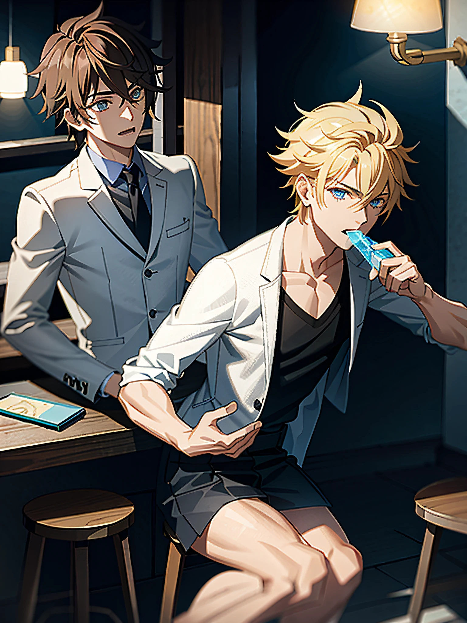 (FF xxii), 1 male, effeminate, Vaan wearing skirt and sucking on a plastic cone