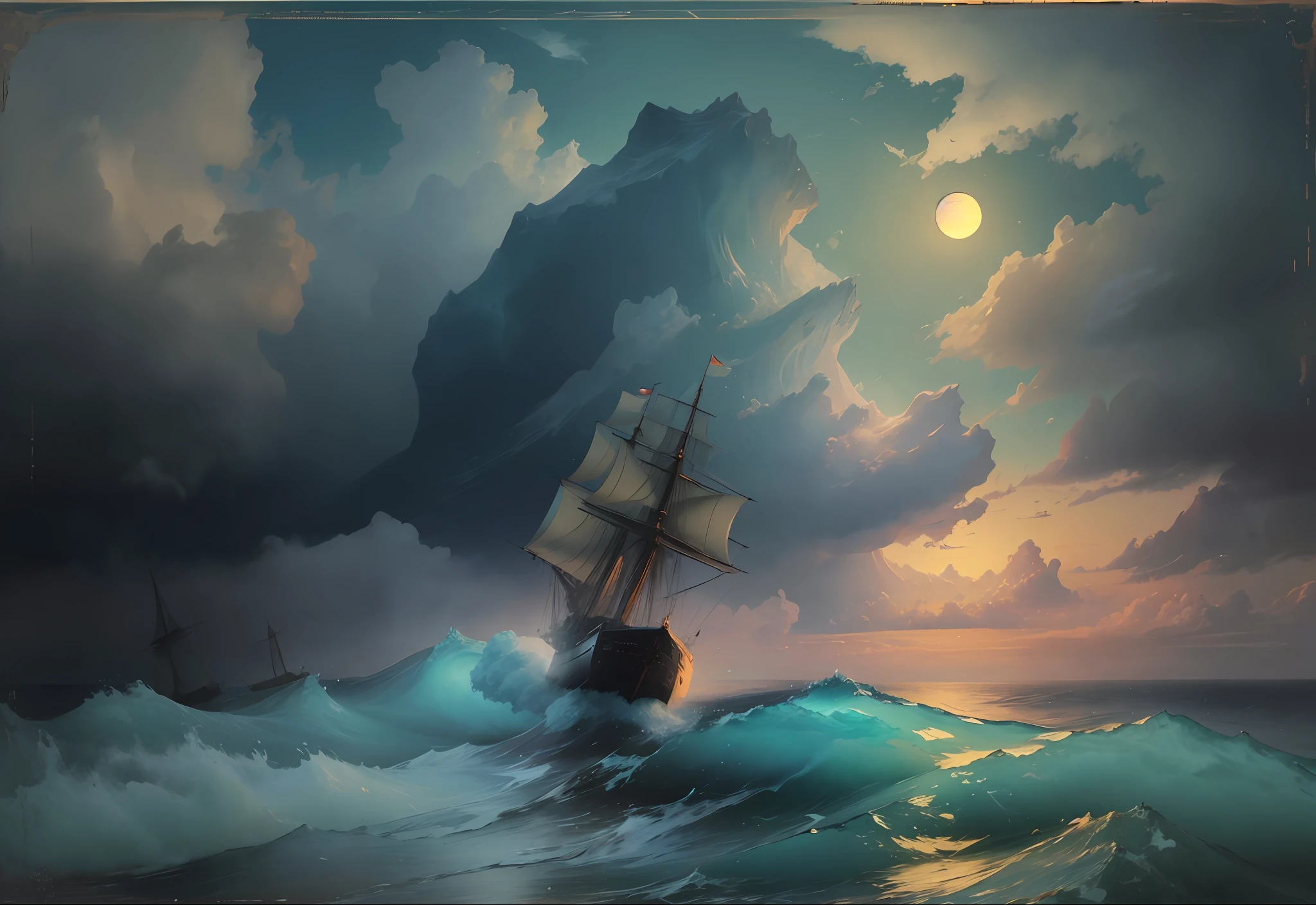 sea and clouds art byIvan Aivazovsky, ultra insane quality, award wining masterpiece, perfect geometry, best lighting, best RTX, ultra perfectionism