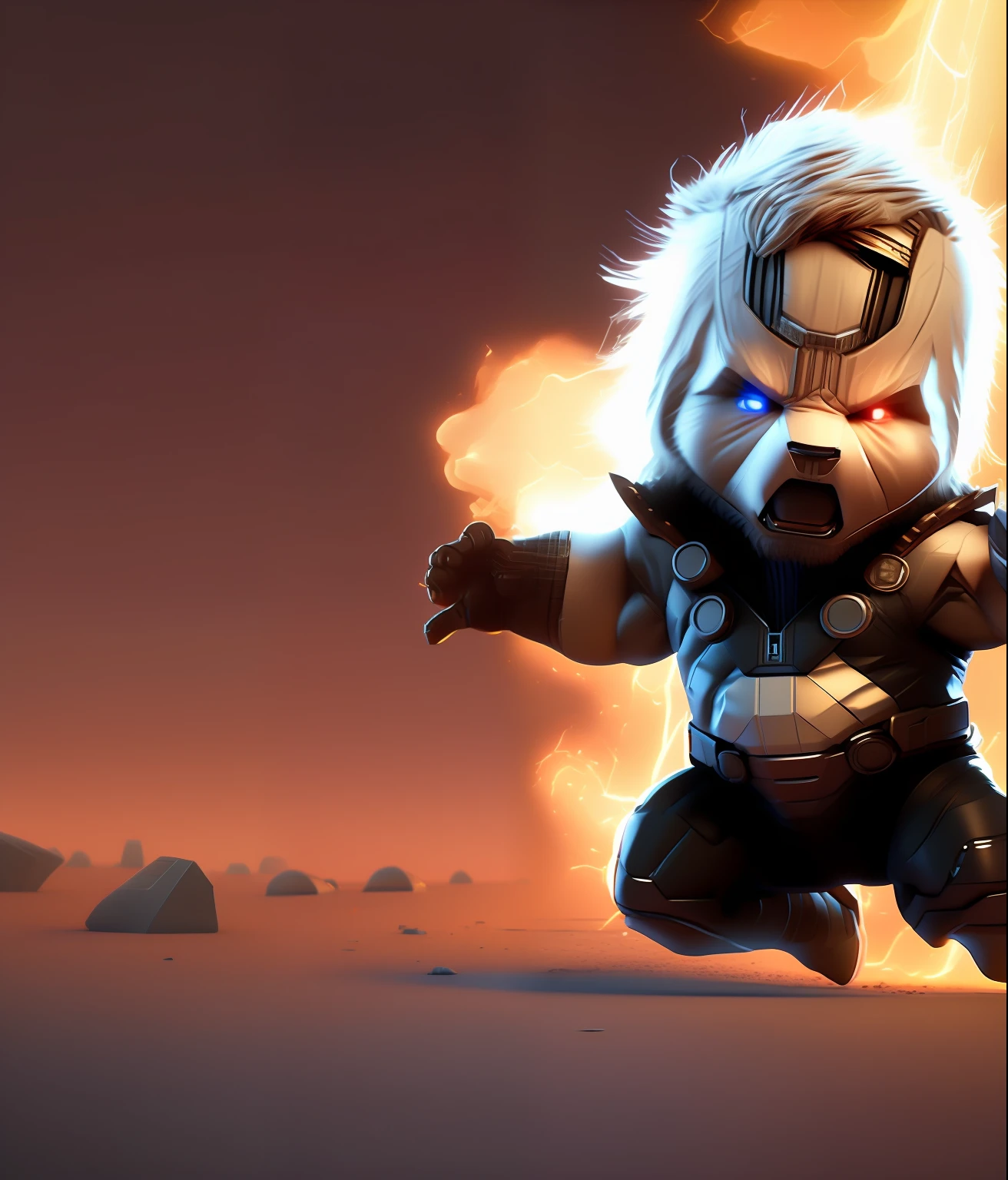 cinematic shot of realistic cute X-men Wolverine, surounded by fire, seamless, epic, cinematic, intricate detail, award winning, great lighting, shading, high quality, detailed