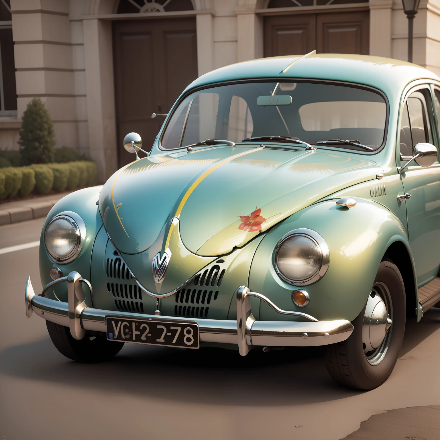 Volkswagen Type 1 Fusca 1945. 3d, realistic and artistic image