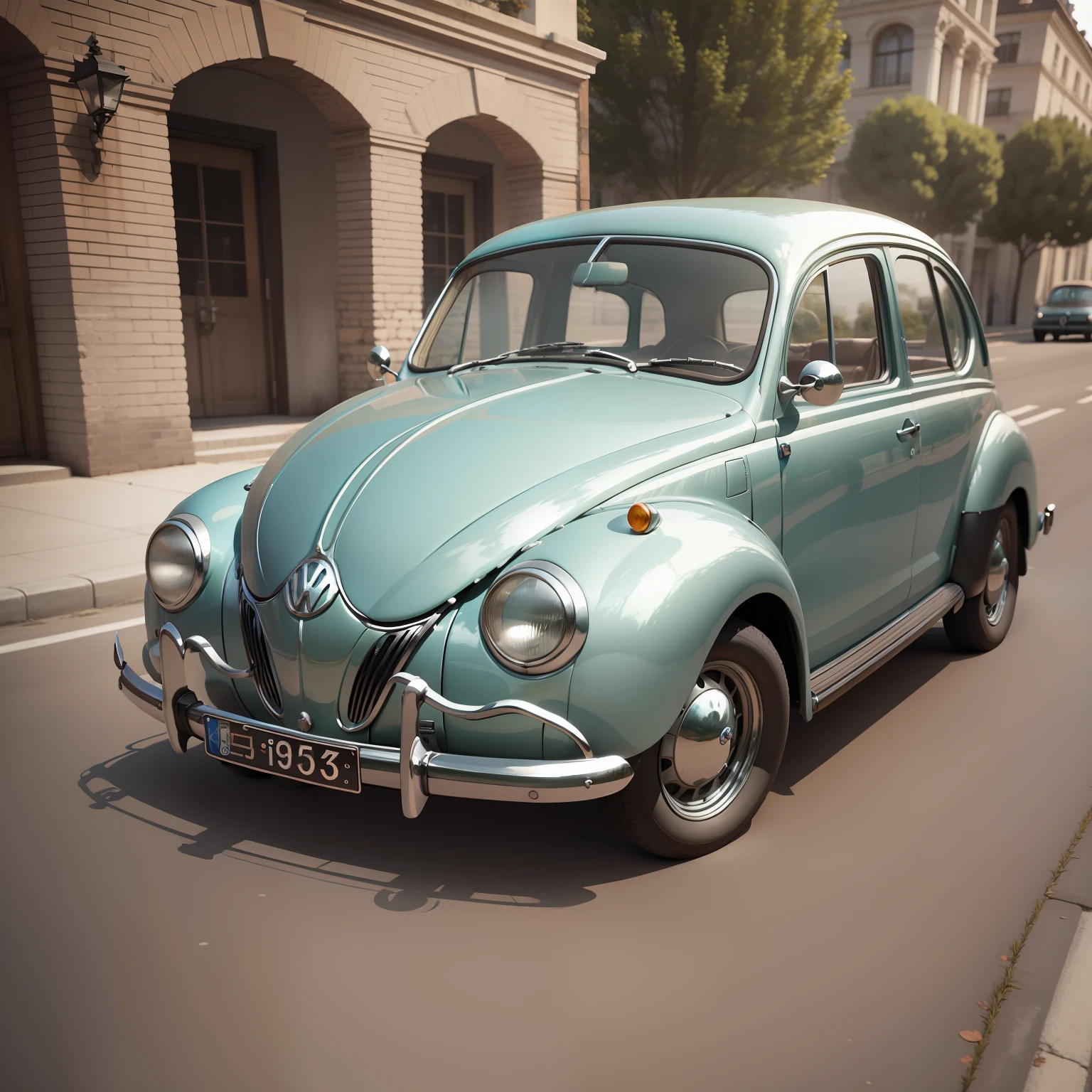 Volkswagen Type 1 Fusca 1945. 3d, realistic and artistic image