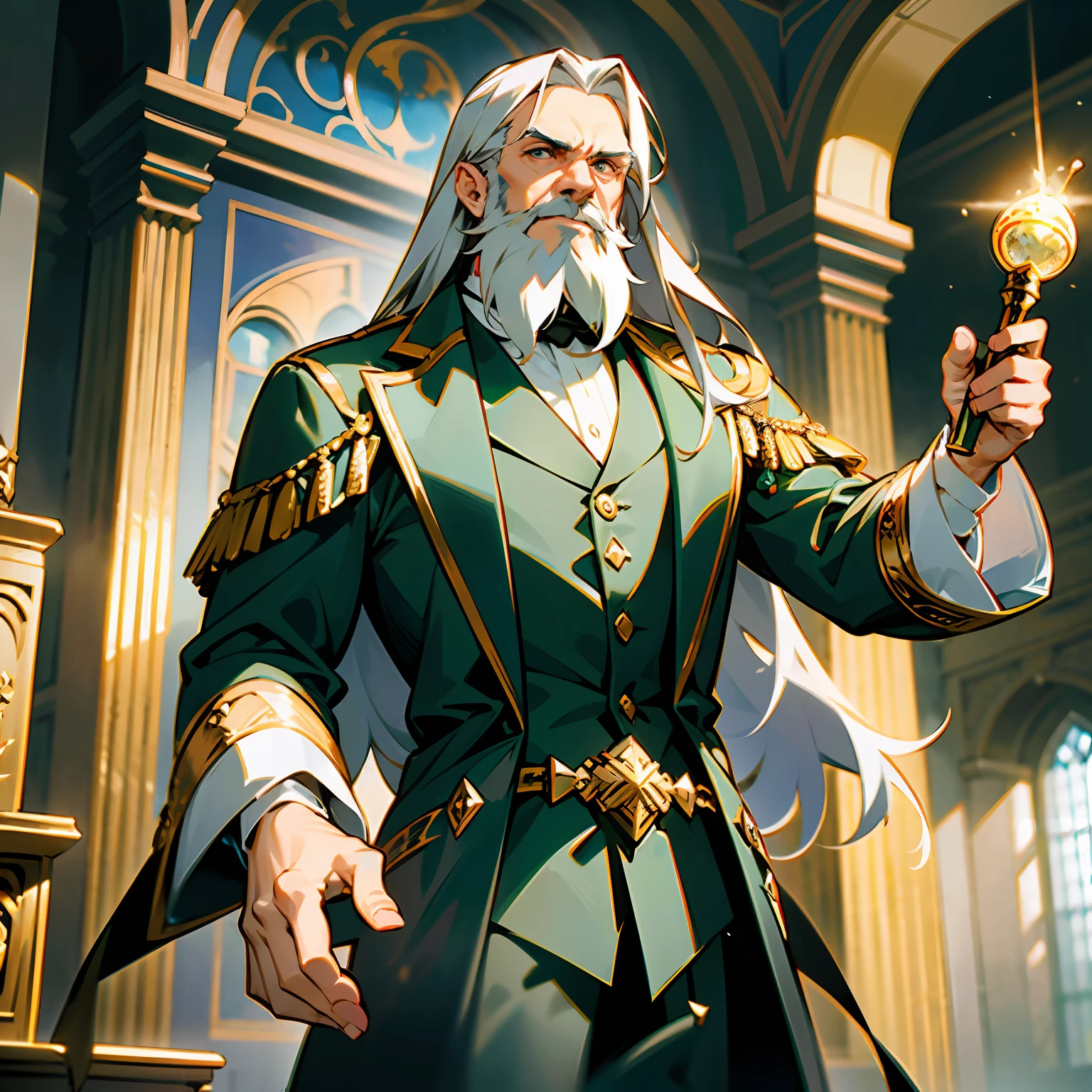 Lexander is a middle-aged man with long gray hair and a well-groomed beard. He is always dressed in elegant Renaissance costumes and carries with him a case full of scientific and artistic instruments.
Powers: Alexander possesses a brilliant mind and is able to create unique magical inventions. His creations combine science and magic harmoniously, allowing him to manipulate energy and matter in surprising ways.
Setting: Alexander lives in an enchanted Renaissance city, filled with magnificent buildings and lush gardens. His lab is a veritable sanctuary of creativity, full of prototypes and ongoing magical projects. Dynamic pose, cinematic lights, cinematic shadows, cinematic atmosphere, high resolution, masterpiece