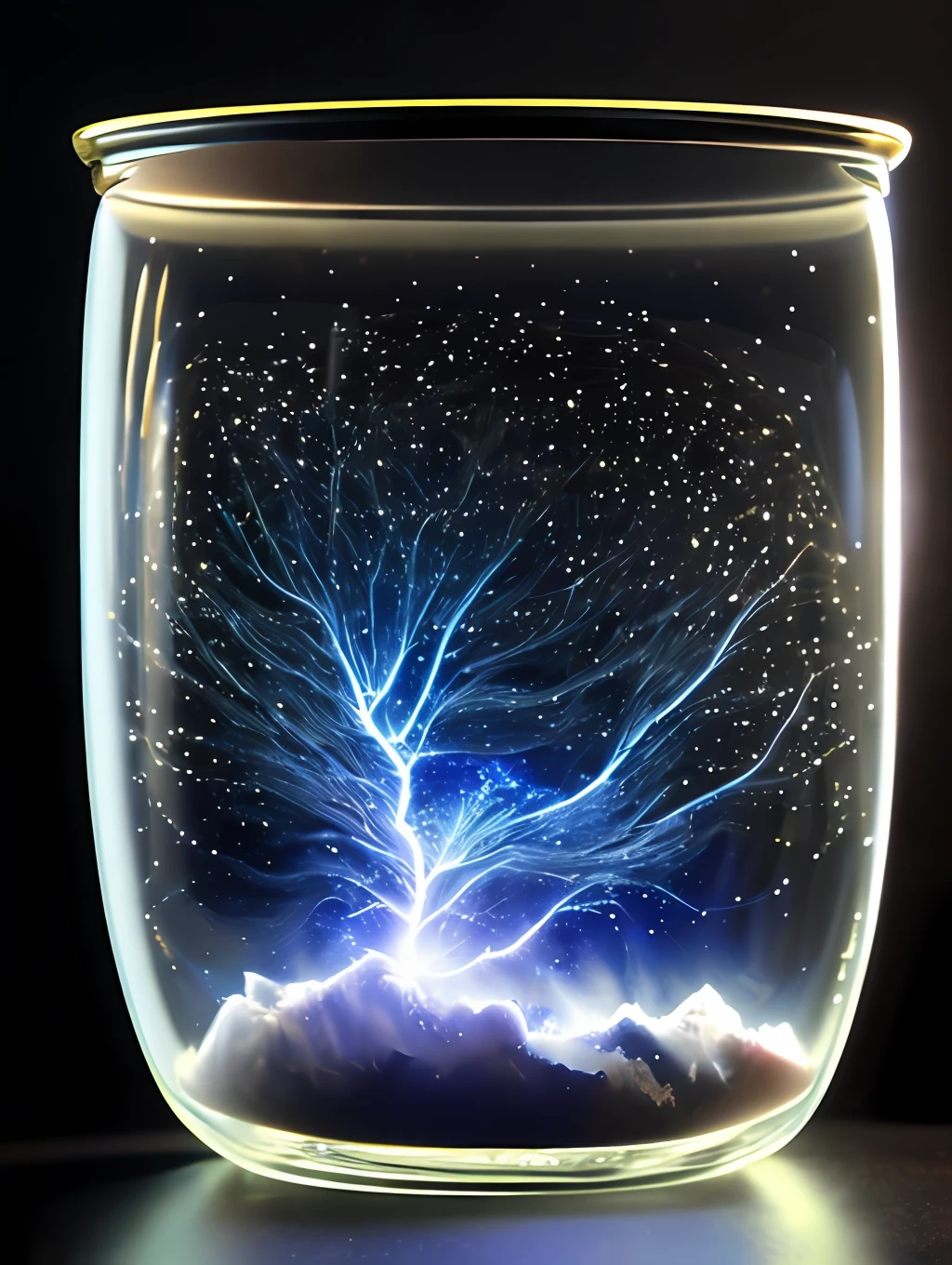 The entire universe contained inside of a glass jar, super realistic, hyper detailed, dramatic lightning, 4k