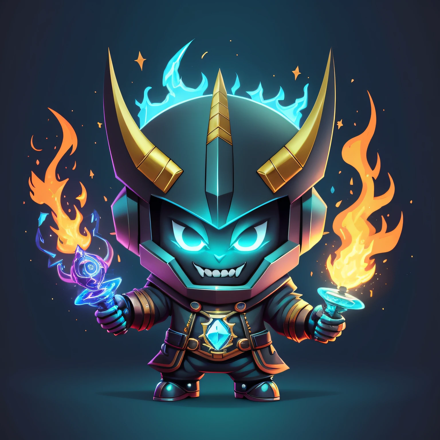 3d cartoon illustration of a blue diamond horned character with a glowing fire spewing from his one eye,
low poly toonix character cartoon of a gold alien grinning with a black shirt, is evil gremlin, chibi, weirdcore voidpunk fursona, tiny firespitter, varguyart style, !!! very coherent!!! vector art, wearing spiky, inspired by Yi Insang, advanced digital chibi art, official fanart, evil alchemist gnome, futuristic robot devil, cute cyber gods, an evil alien astronaut, scifi character, promethean alien engineer, robot wizard --auto --s2