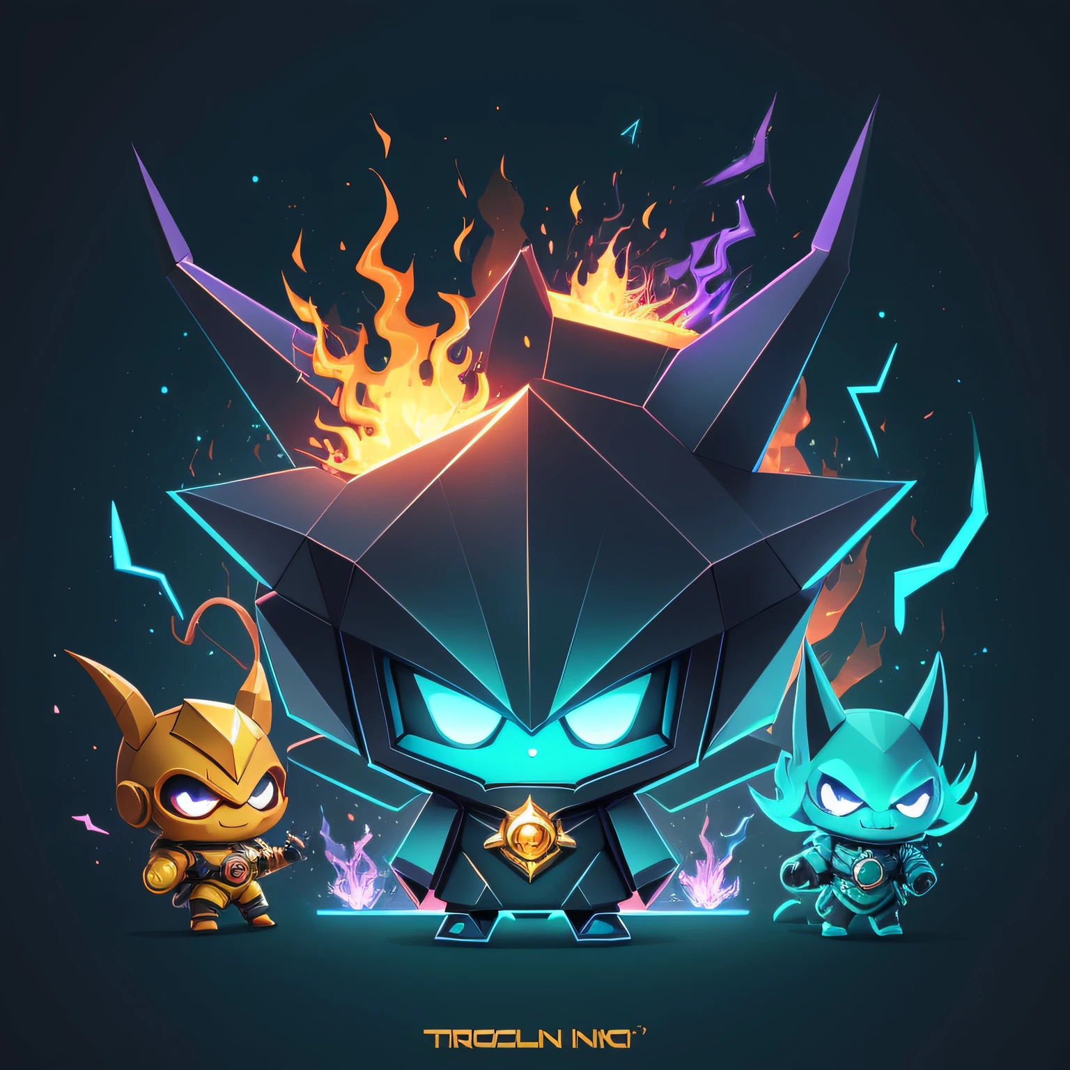 3d cartoon illustration of a blue diamond horned character with a glowing fire spewing from his one eye, 
low poly toonix character cartoon of a gold alien grinning with a black shirt, is evil gremlin, chibi, weirdcore voidpunk fursona, tiny firespitter, varguyart style, !!! very coherent!!! vector art, wearing spiky, inspired by Yi Insang, advanced digital chibi art, official fanart, evil alchemist gnome, futuristic robot devil, cute cyber gods, an evil alien astronaut, scifi character, promethean alien engineer, robot wizard --auto --s2
